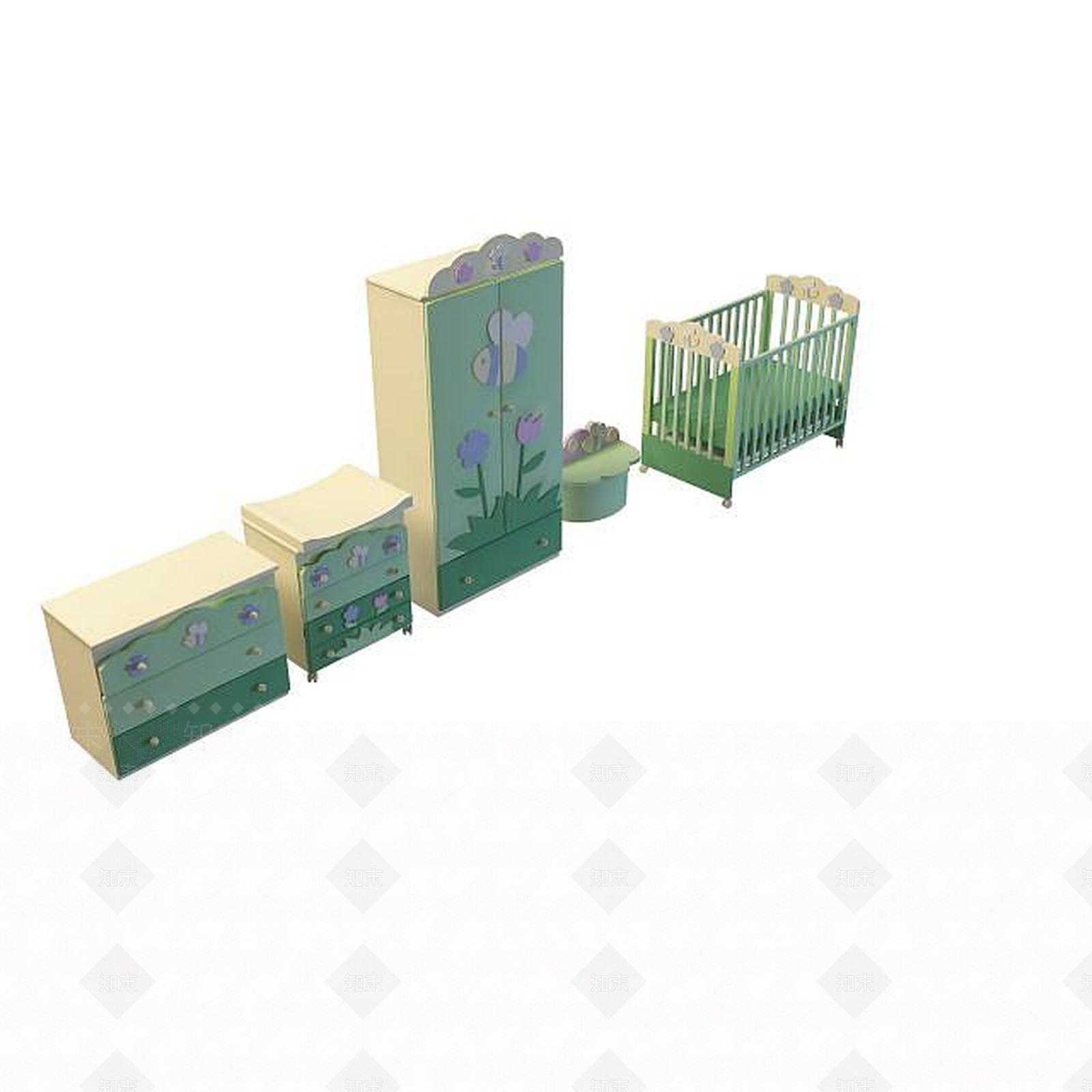 现代双人床3D模型下载【ID:1199510022】