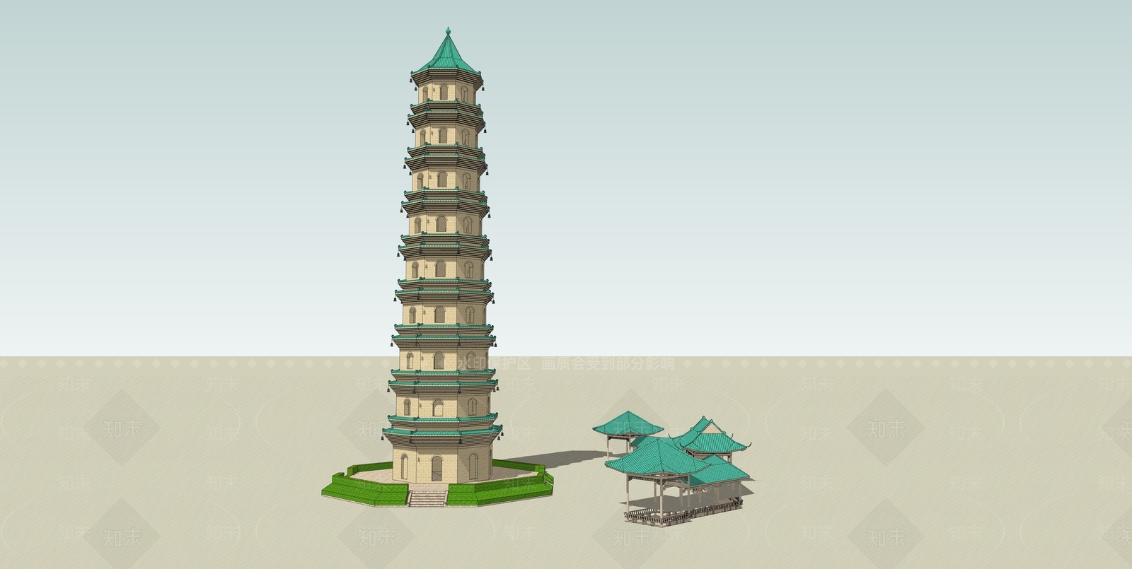 中式古建筑SU模型下载【ID:1191254479】