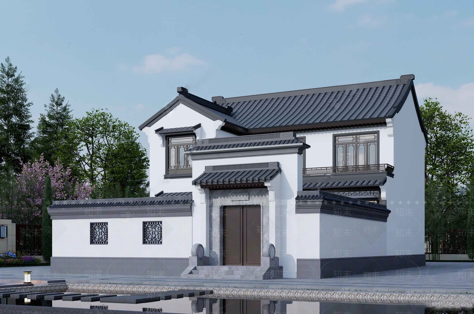 中式别墅外观3D模型下载【ID:1191254964】