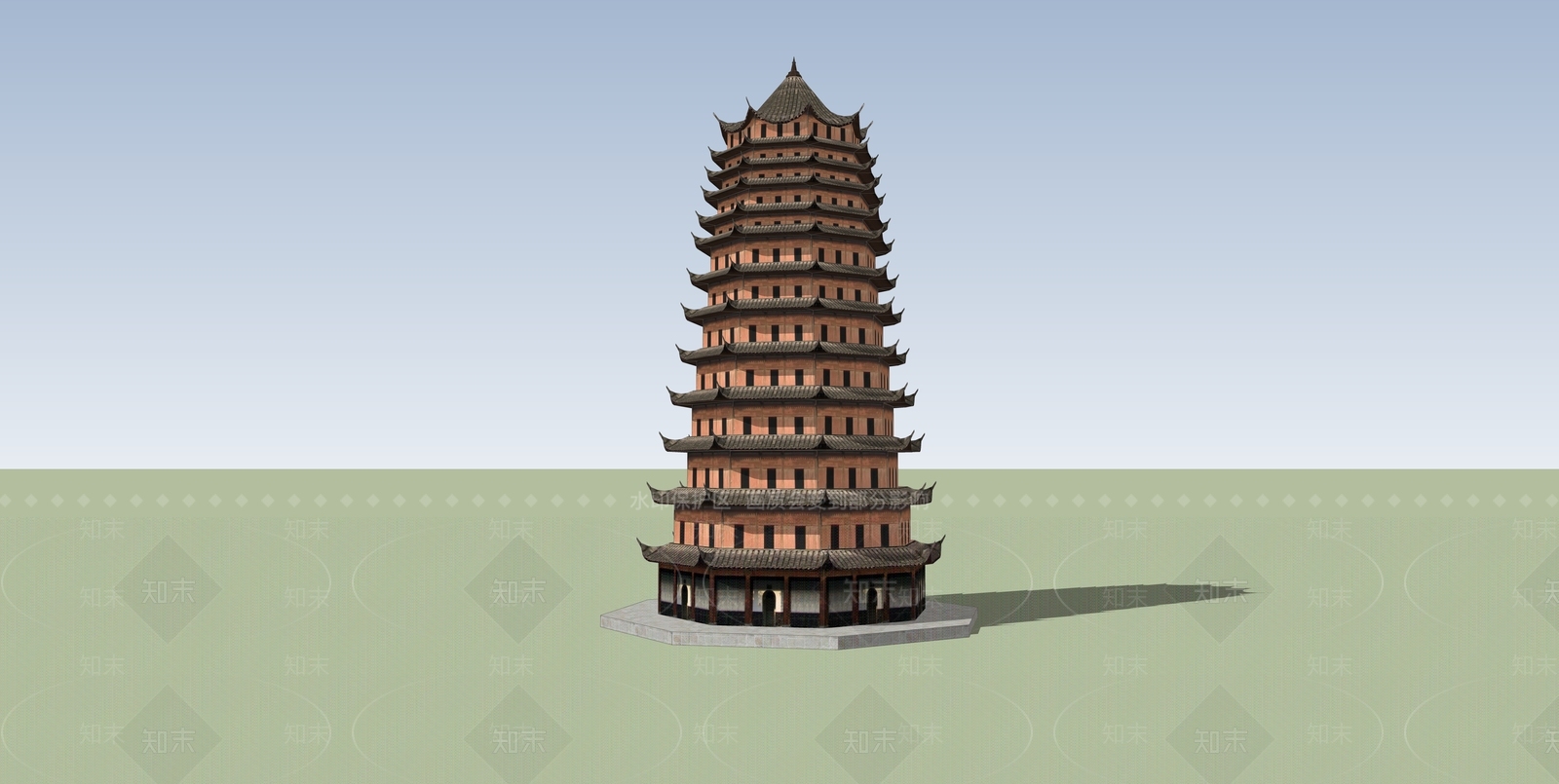 中式古建筑SU模型下载【ID:1191255284】