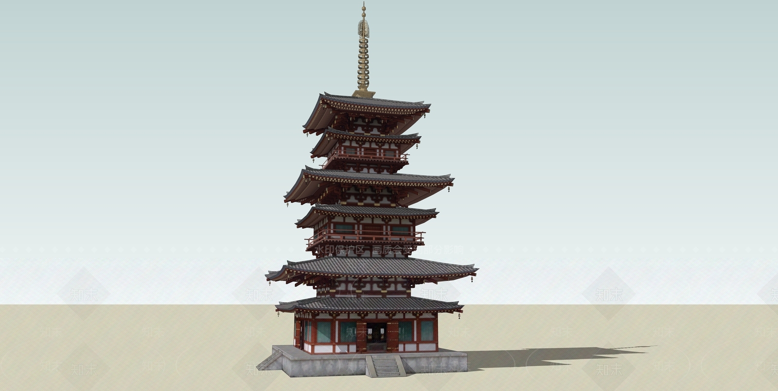 中式古建筑SU模型下载【ID:1191256421】