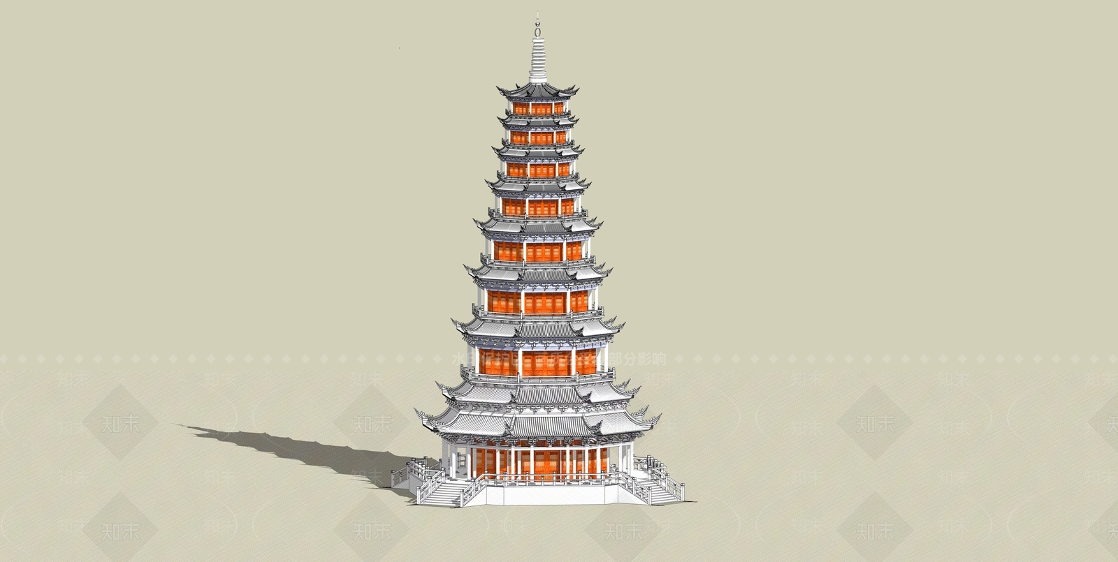 中式古建筑SU模型下载【ID:1191256517】