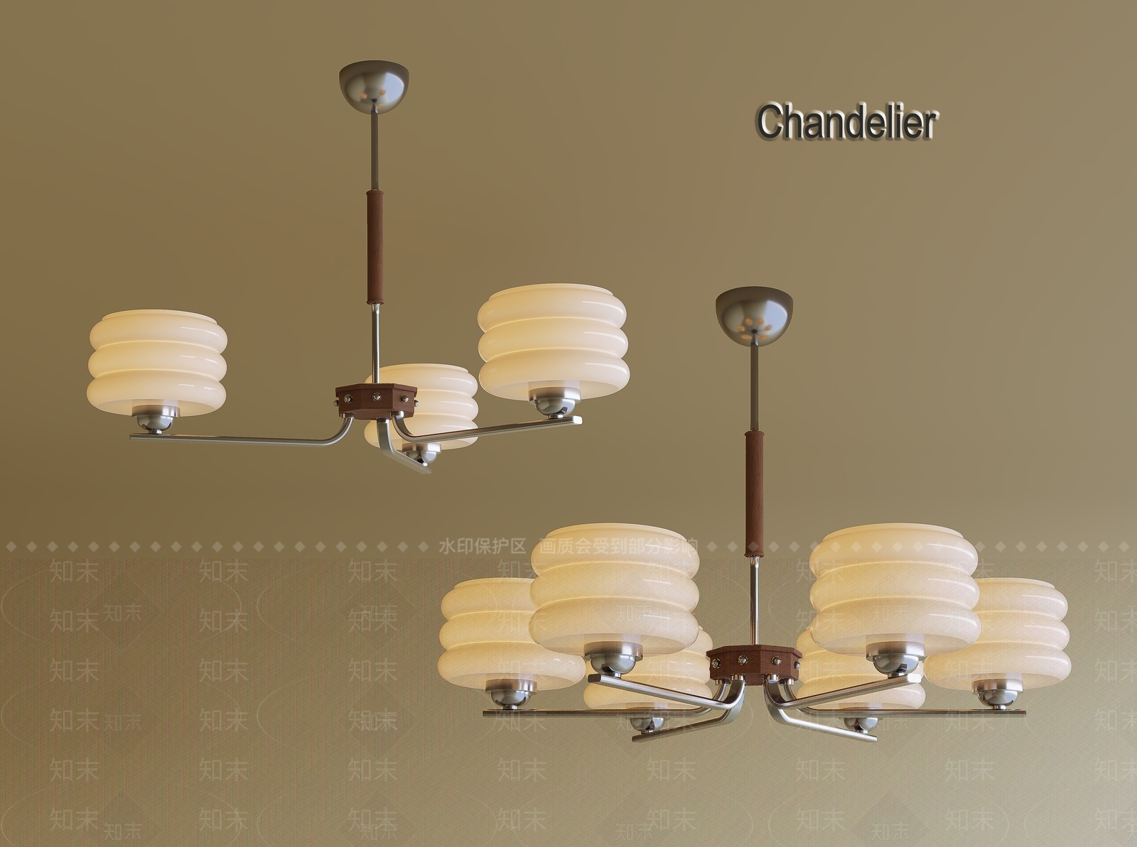 现代法式客厅吊灯SU模型下载【ID:1191261684】