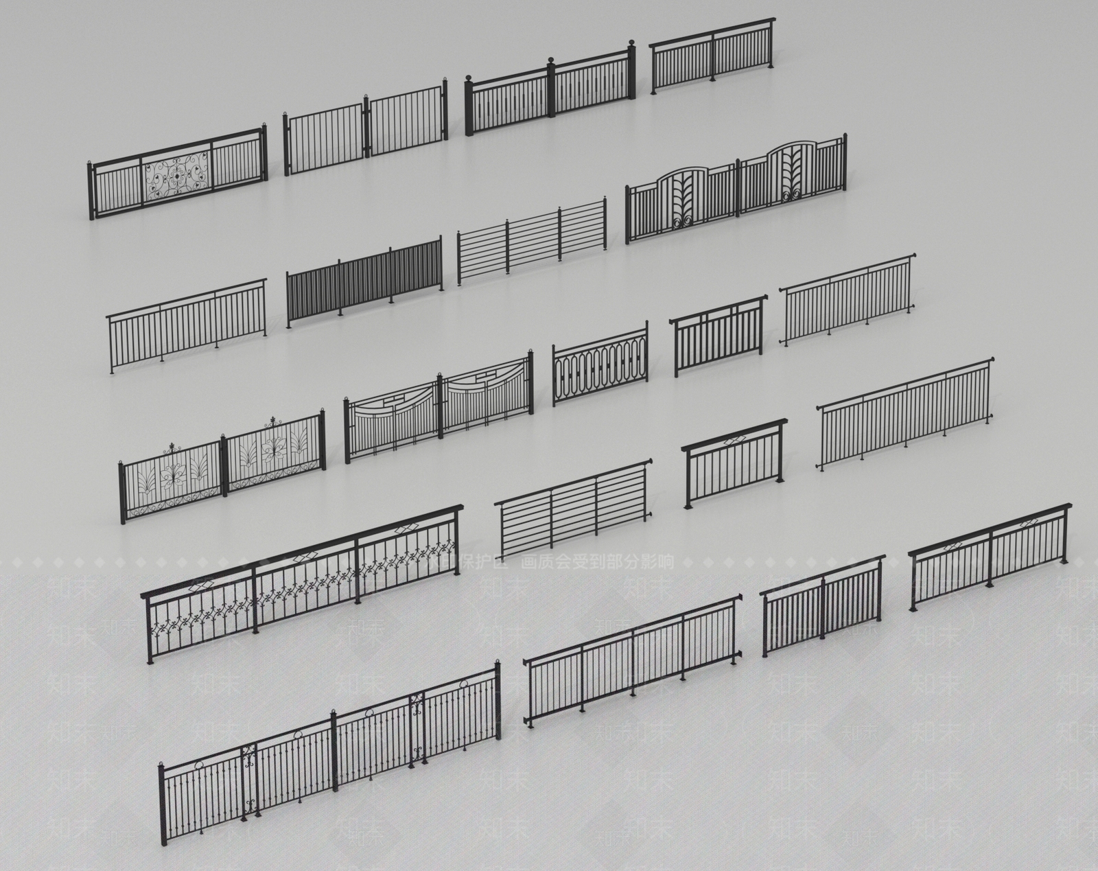 现代栏杆3D模型下载【ID:1191264839】