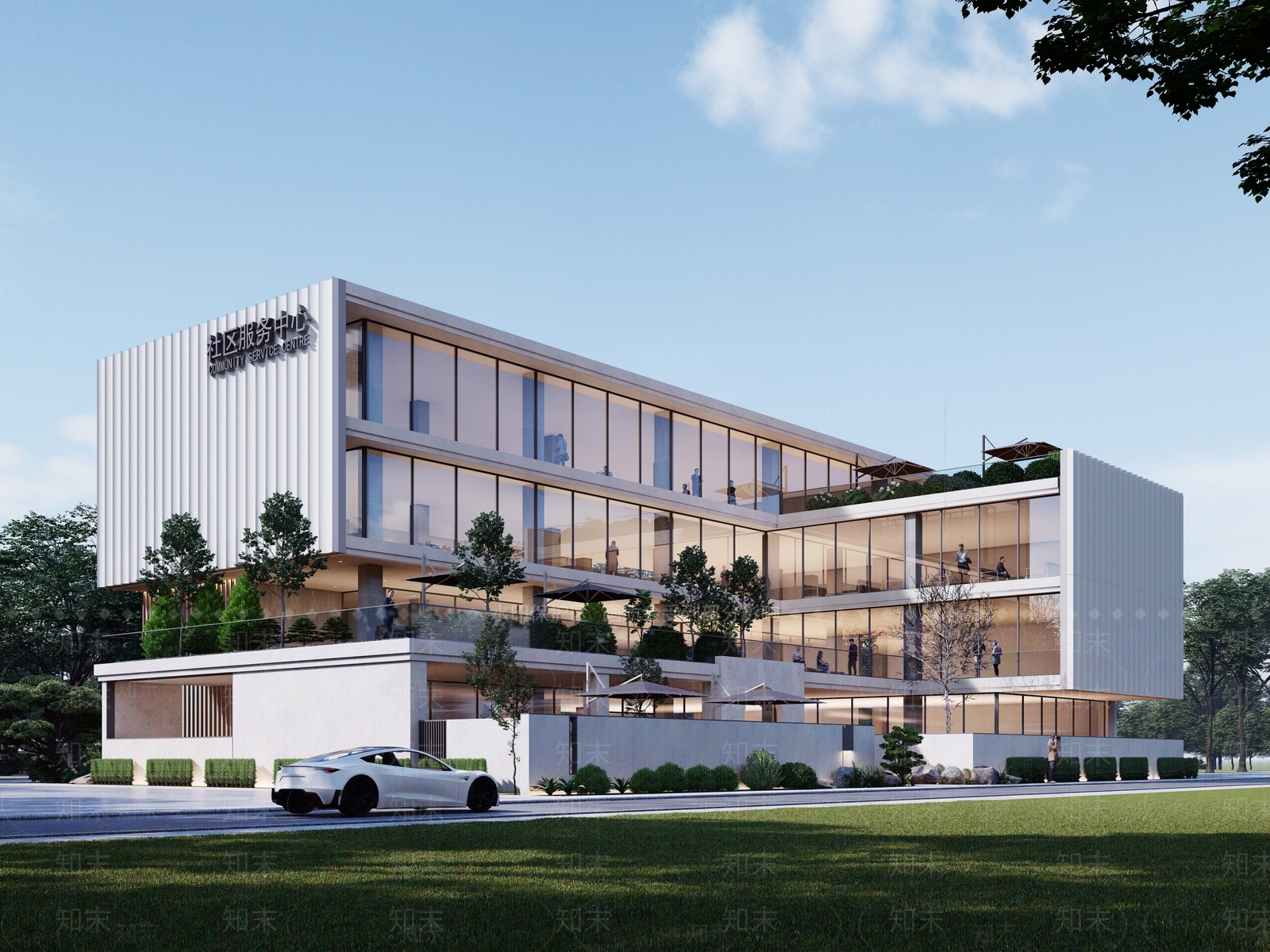 现代公共建筑SU模型精品下载_SketchUp模型_知末网