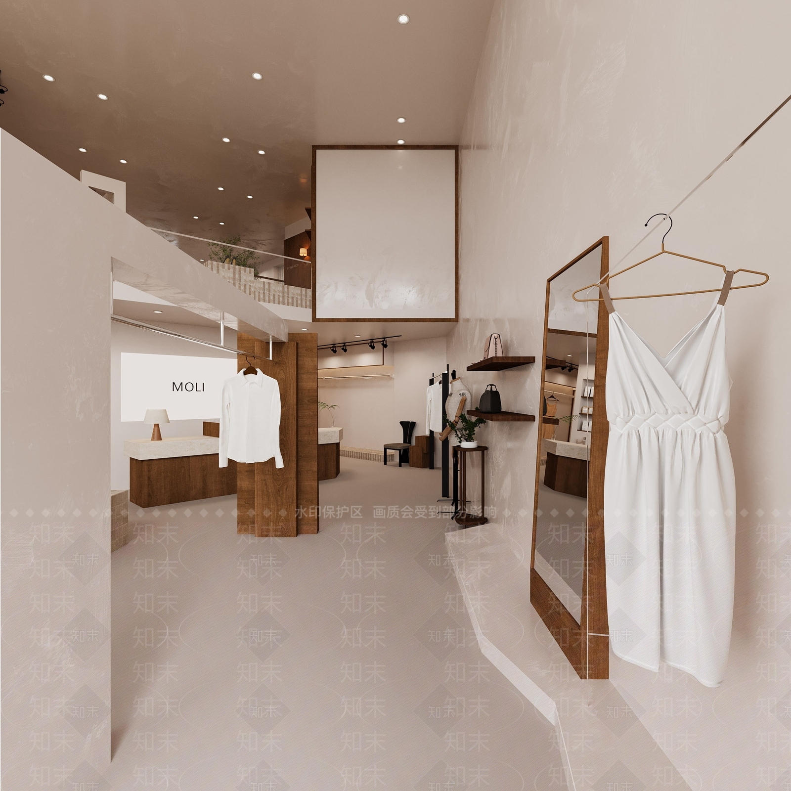现代侘寂服装店3D模型下载【ID:1191270280】