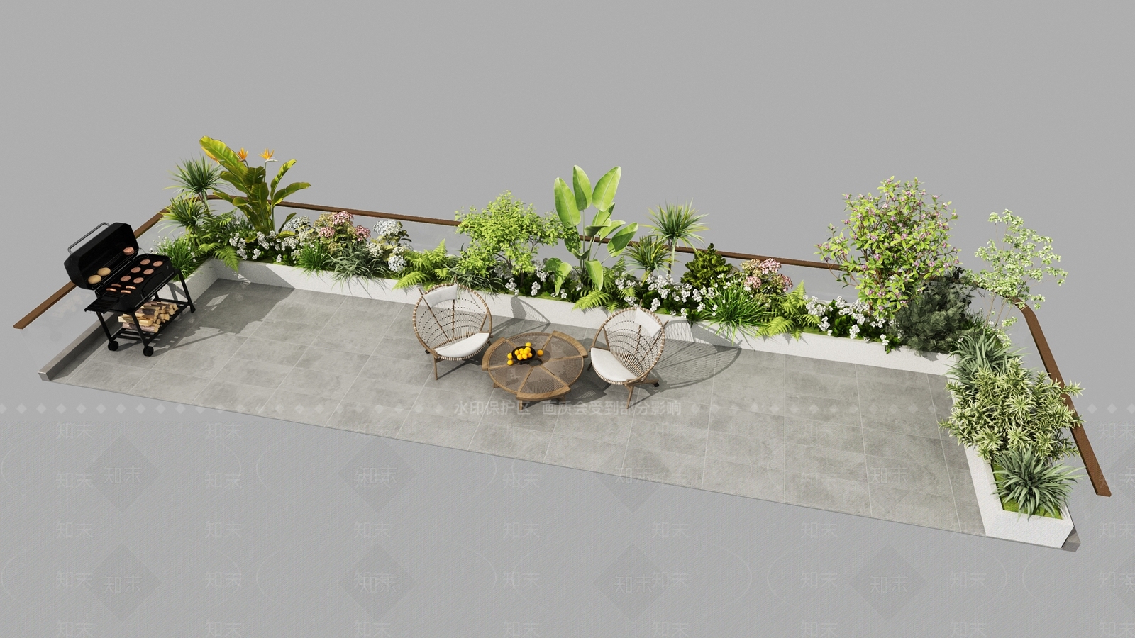 现代屋顶花园SU模型下载【ID:1191278575】
