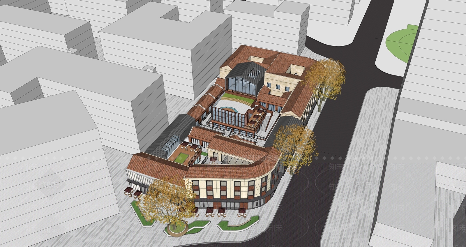 现代民宿建筑SU模型下载【ID:1191273720】