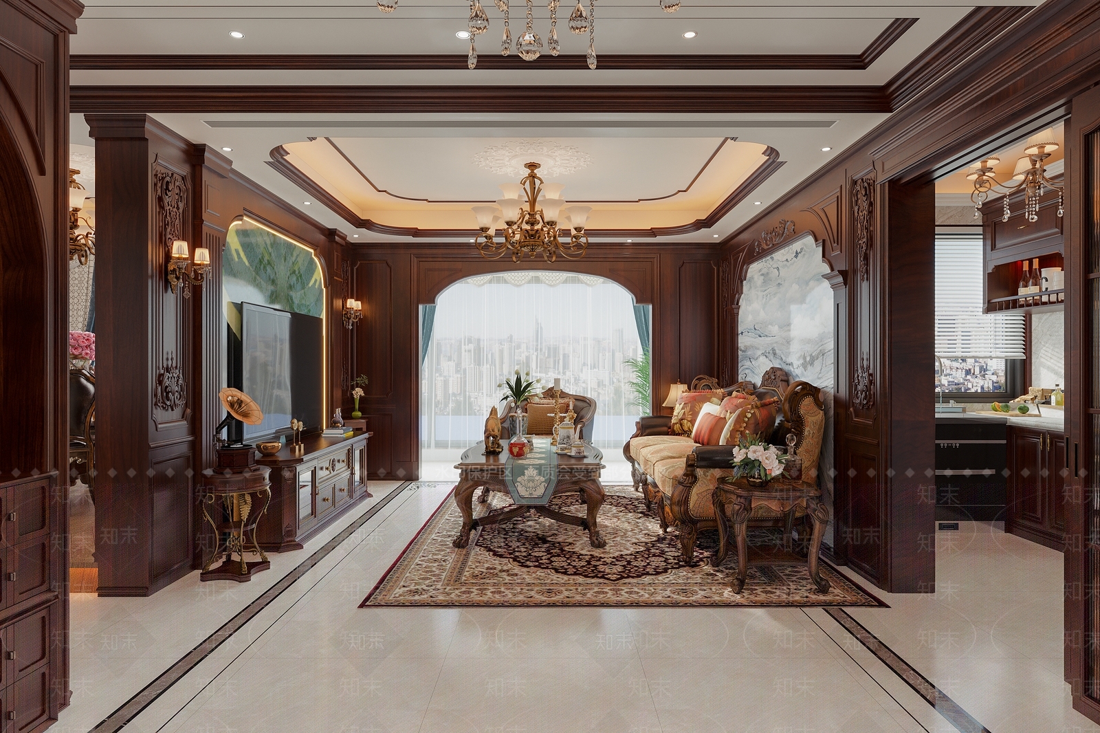 美式欧式家居客厅3D模型下载【ID:1191274625】