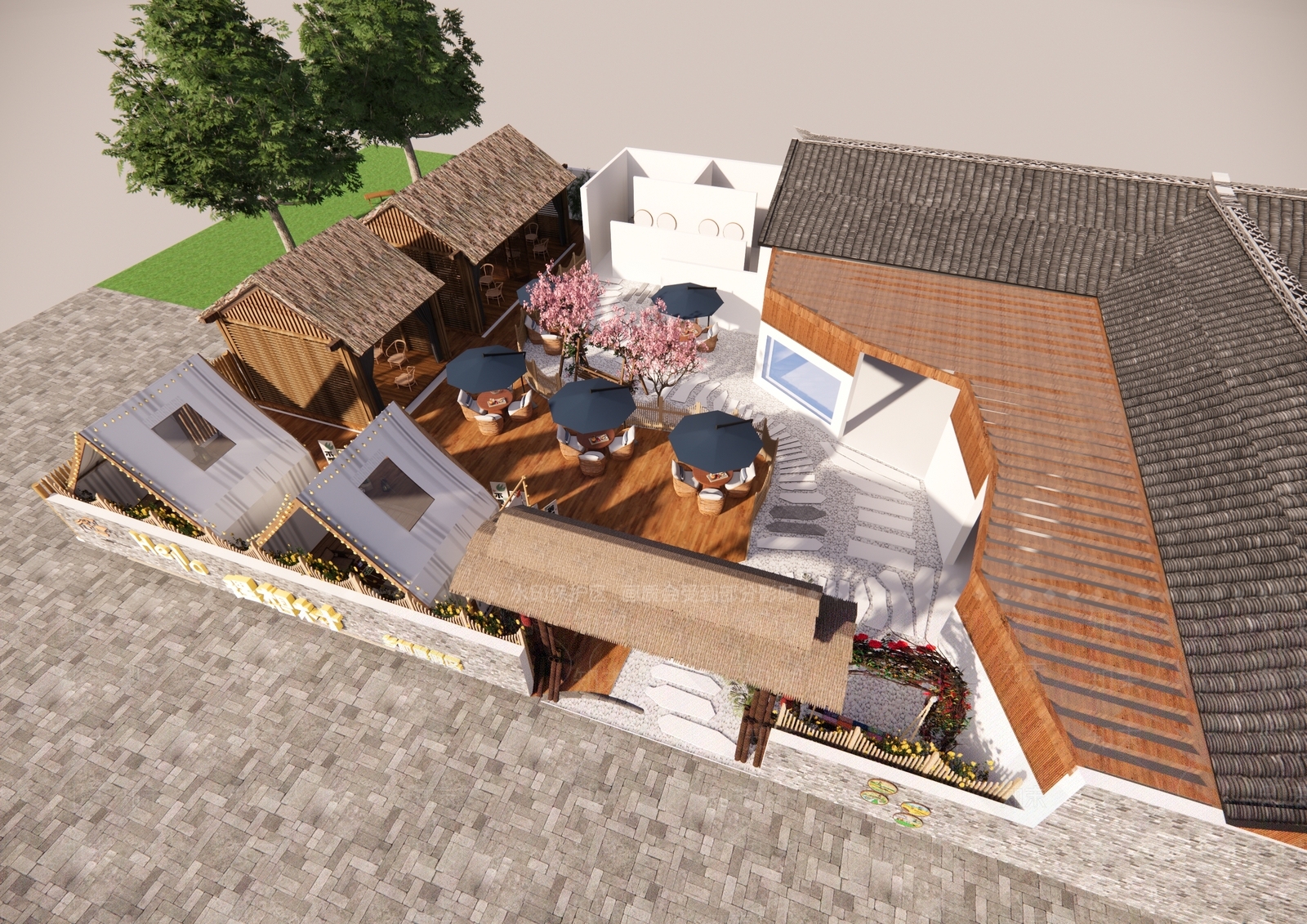 现代乡村庭院SU模型下载【ID:1191274176】