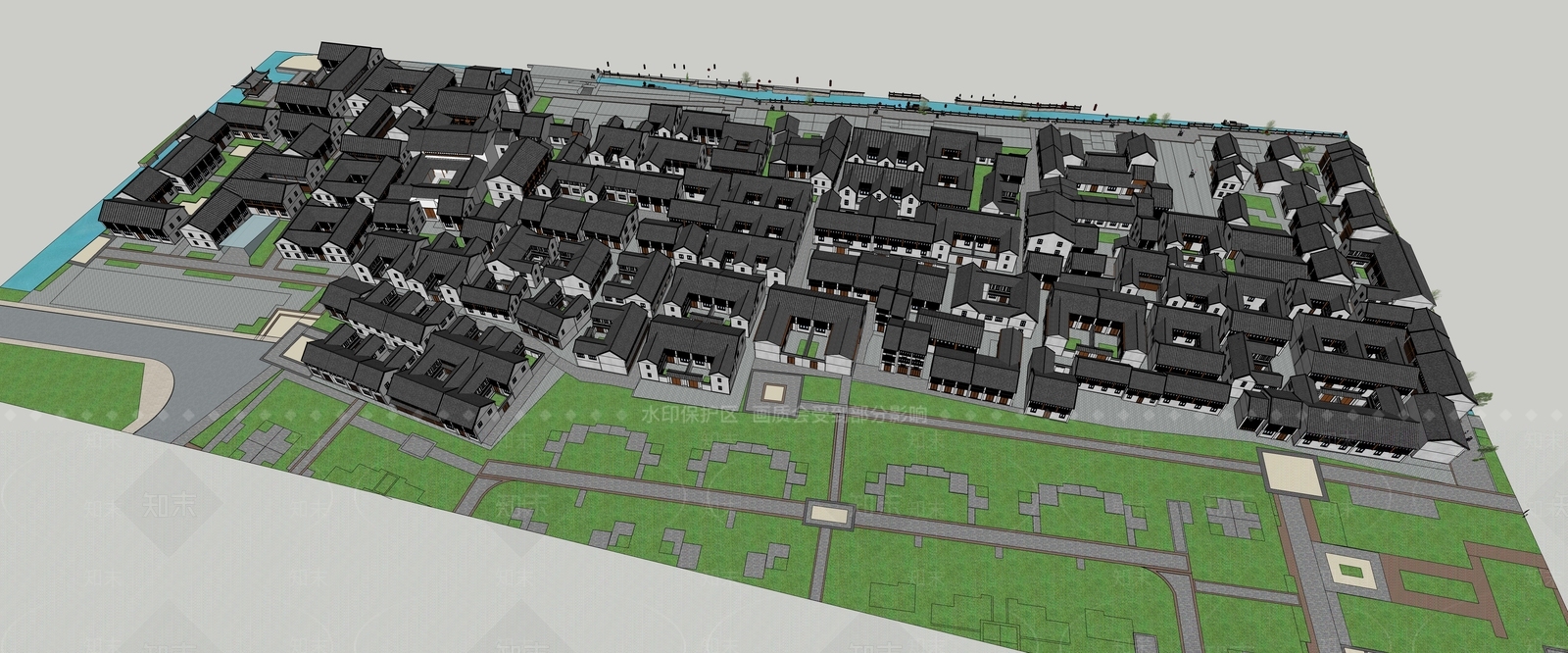 新中式中式商业街SU模型下载【ID:1191274817】