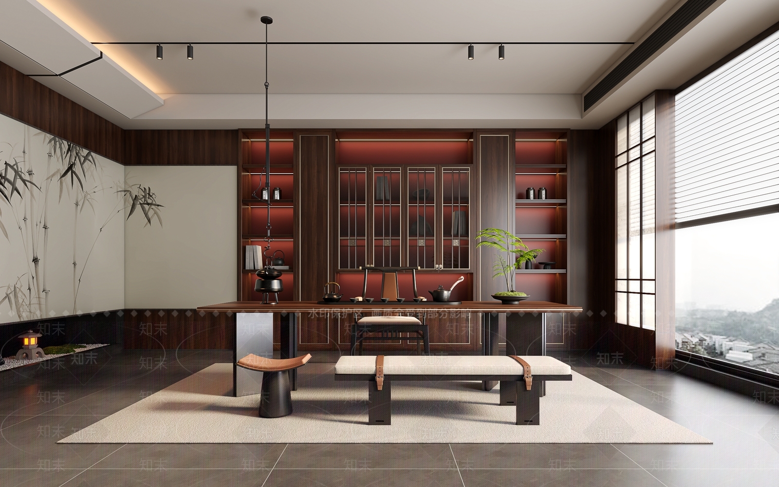 新中式中式茶室SU模型下载【ID:1191275307】
