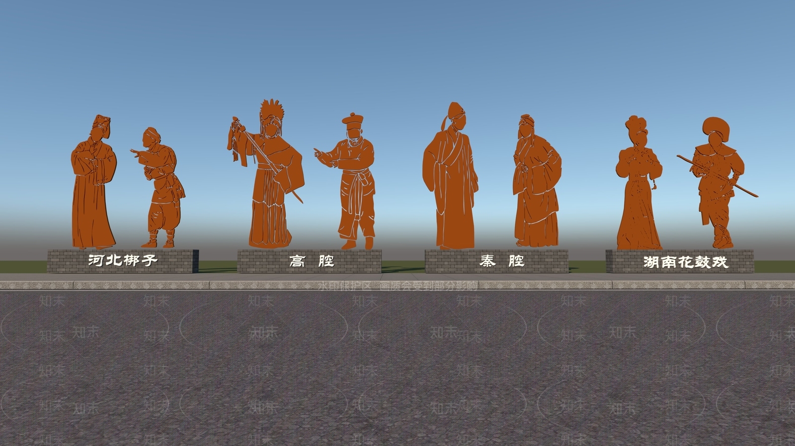 新中式中式景观雕塑3D模型下载【ID:1191280771】