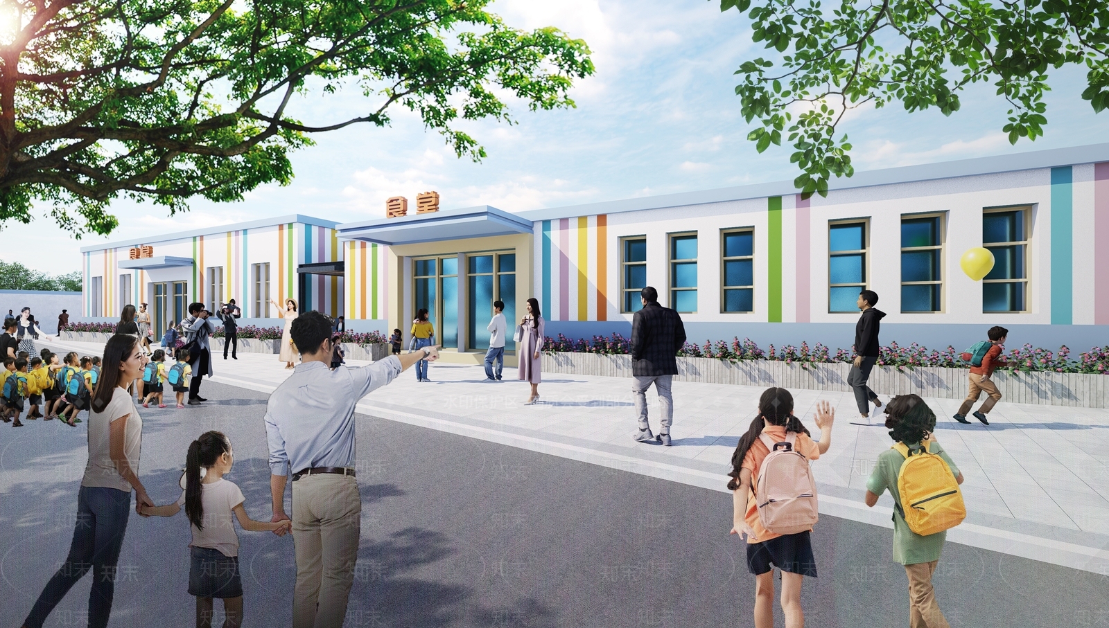 现代简约学校建筑SU模型下载【ID:1191281717】