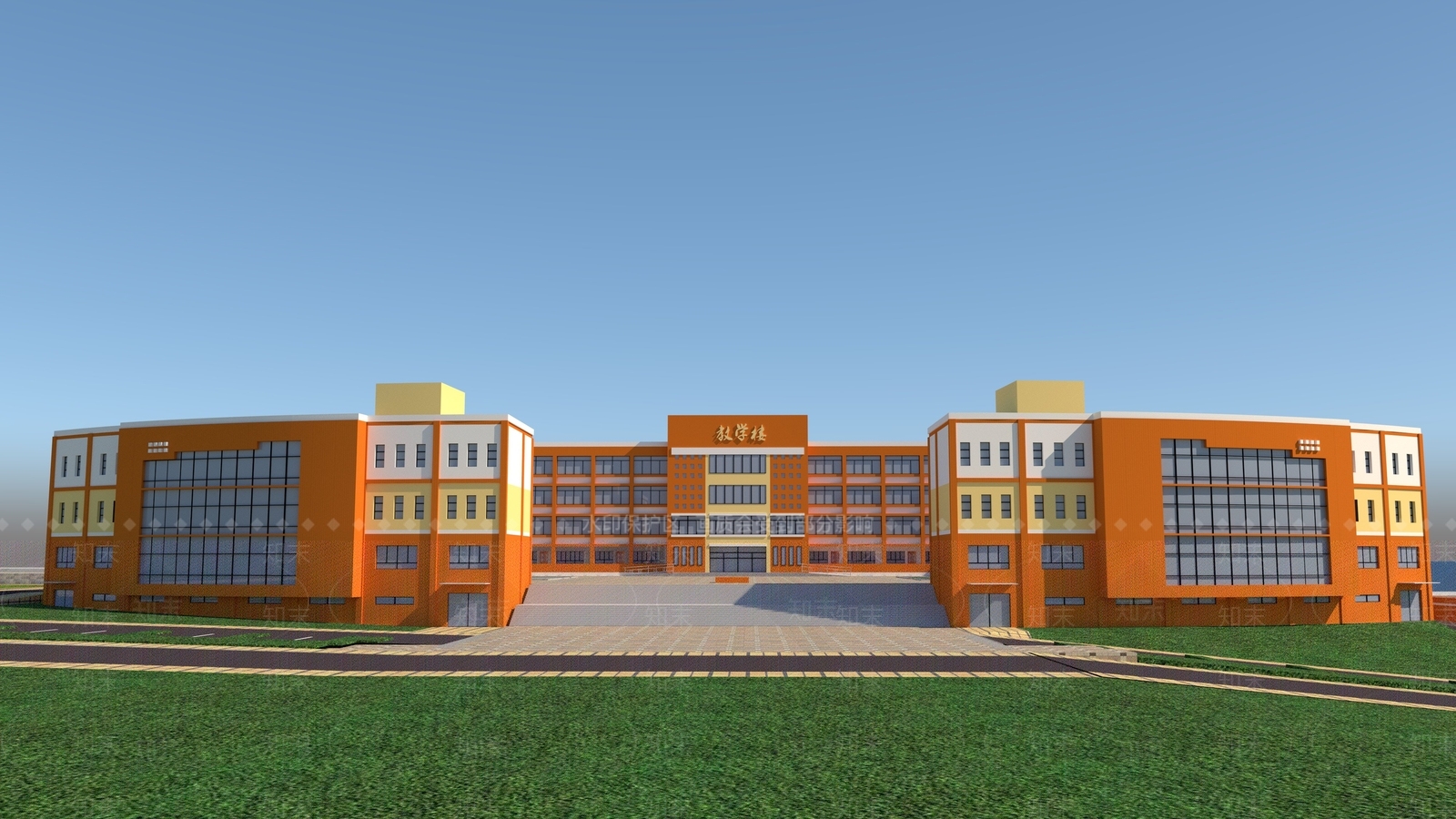 现代学校外观3D模型下载【ID:1191282149】