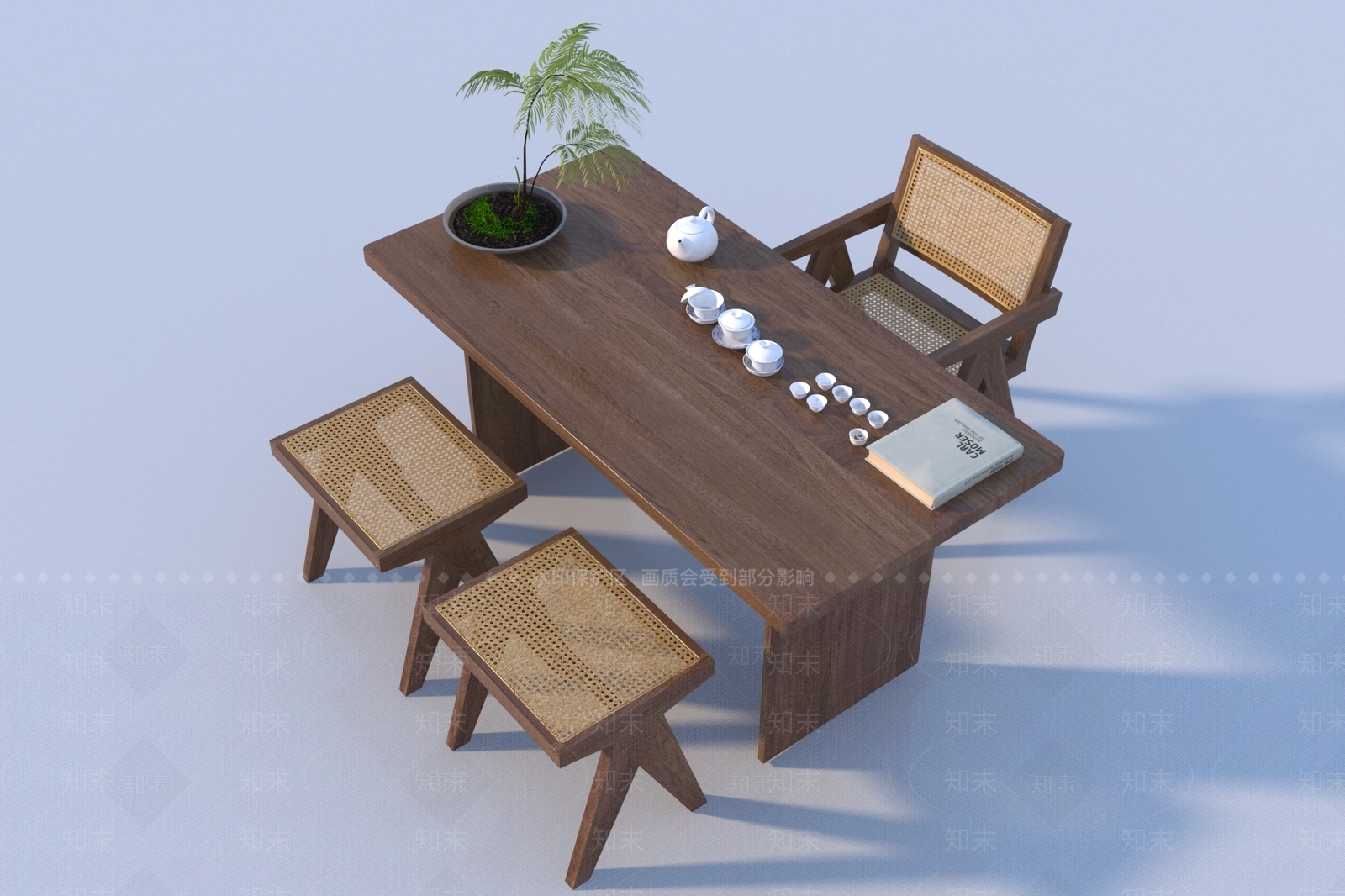 新中式茶桌椅3D模型下载【ID:1191283795】
