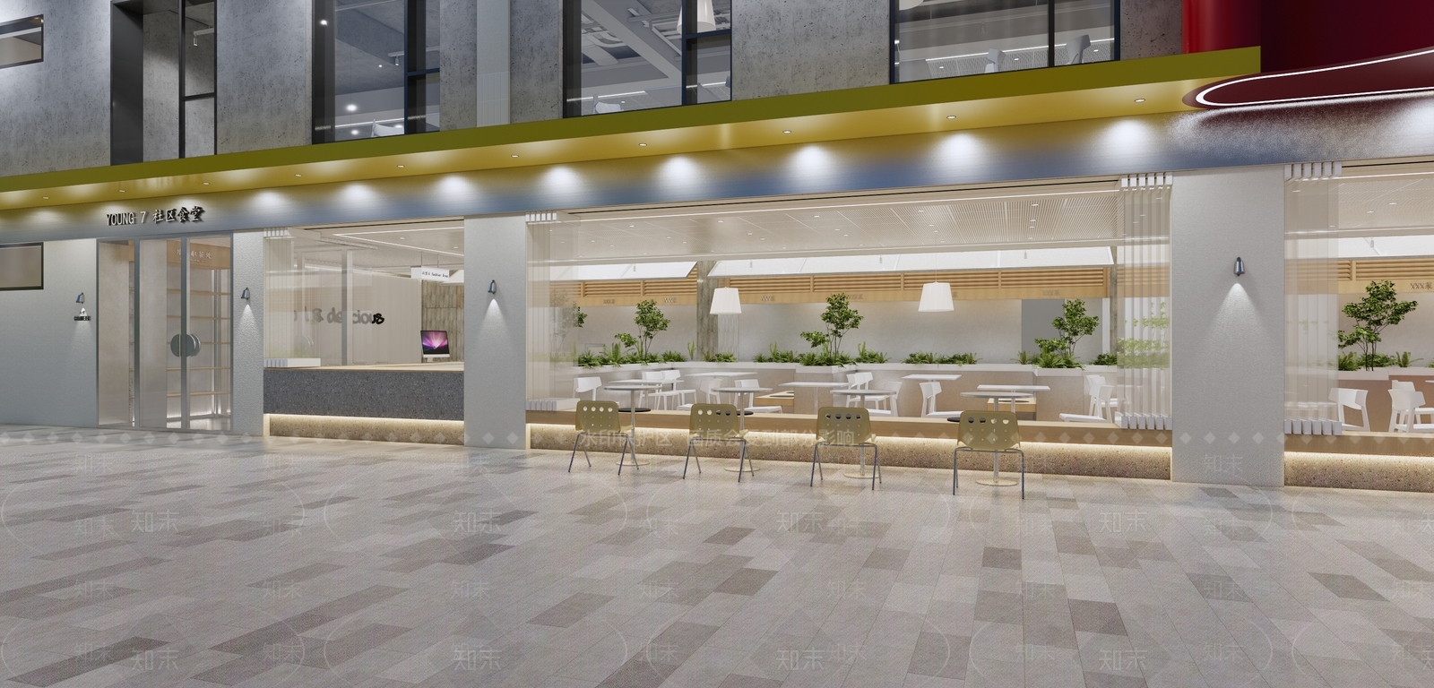 工业现代自助餐厅SU模型下载【ID:1191287134】