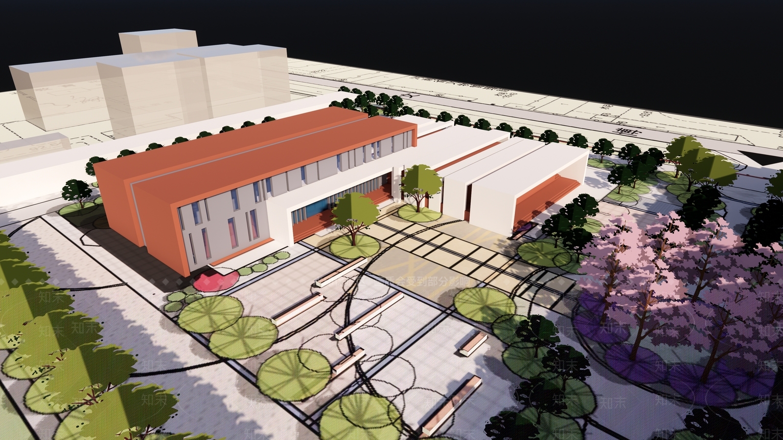 现代简约学校建筑SU模型下载【ID:1191289550】