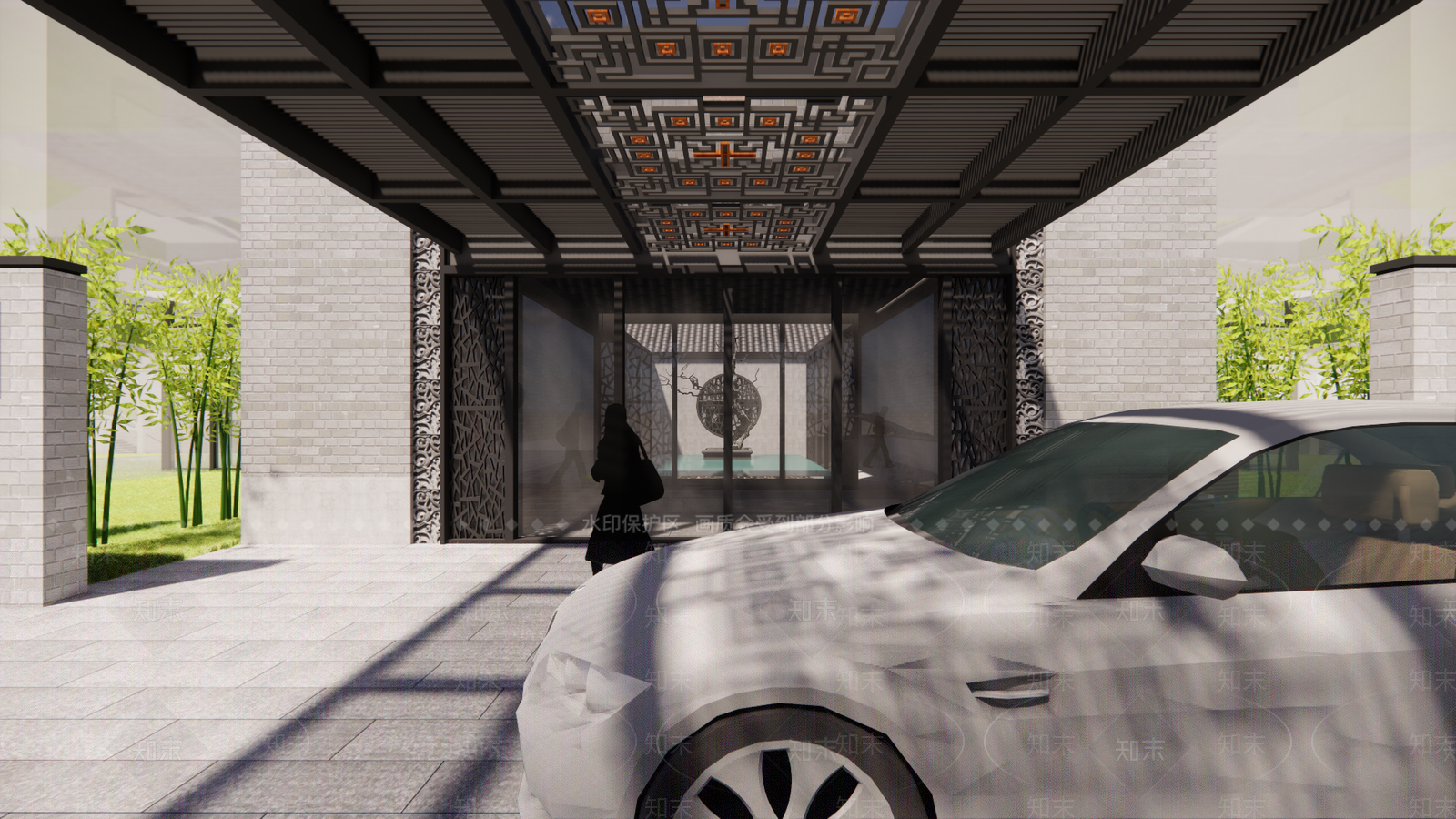 现代新中式小区建筑SU模型下载【ID:1191290301】