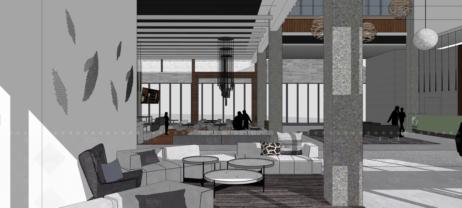 现代北欧酒店餐厅SU模型下载【ID:1191290134】