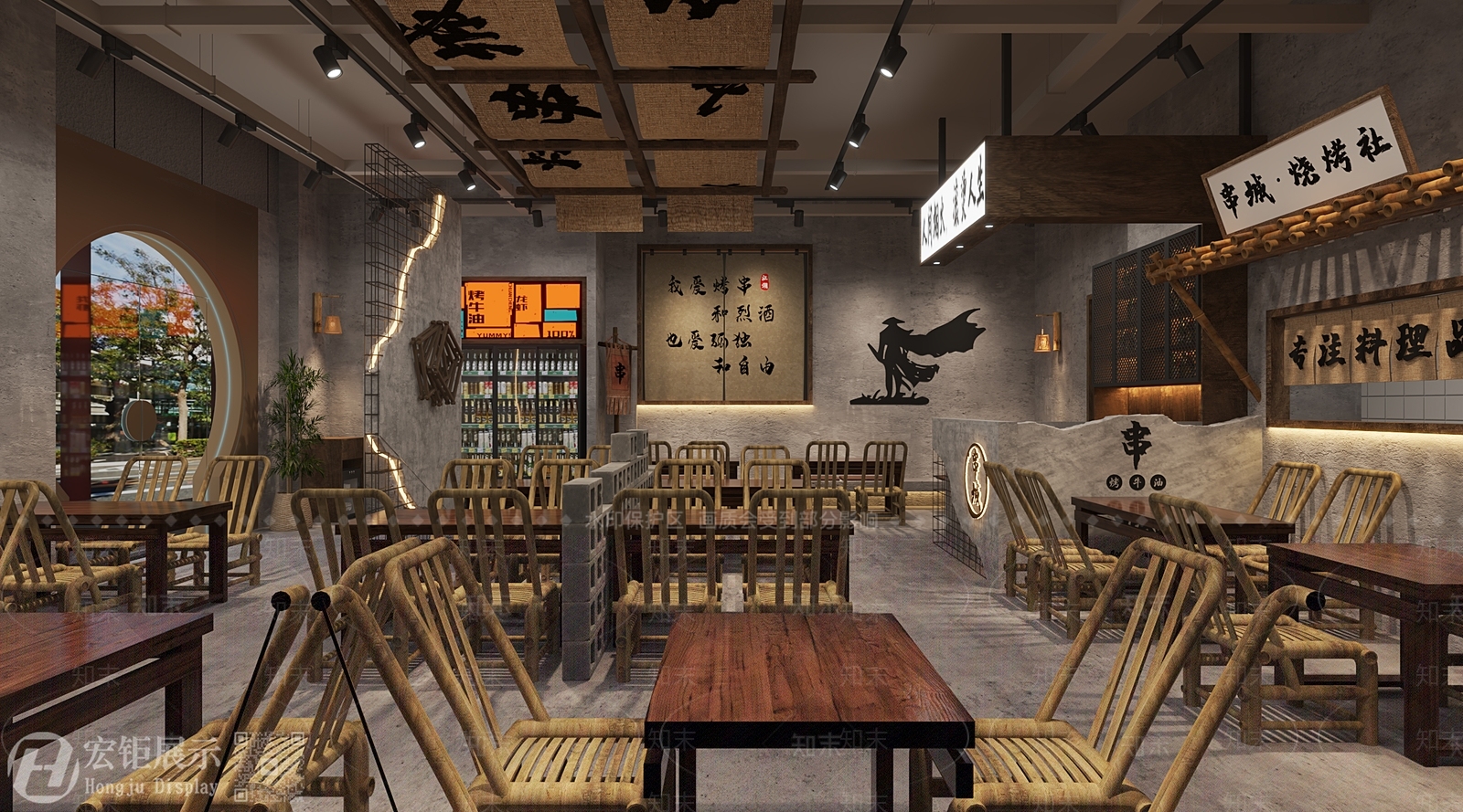 工业烧烤店3D模型下载【ID:1191291651】