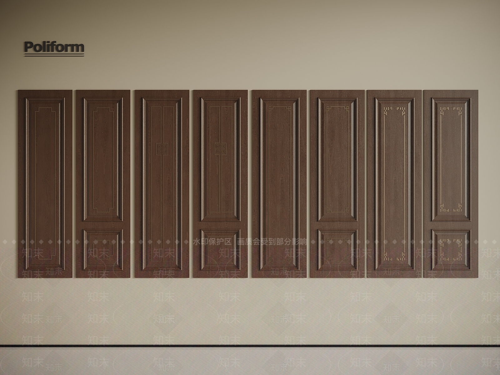 新中式柜门3D模型下载【ID:1191291686】