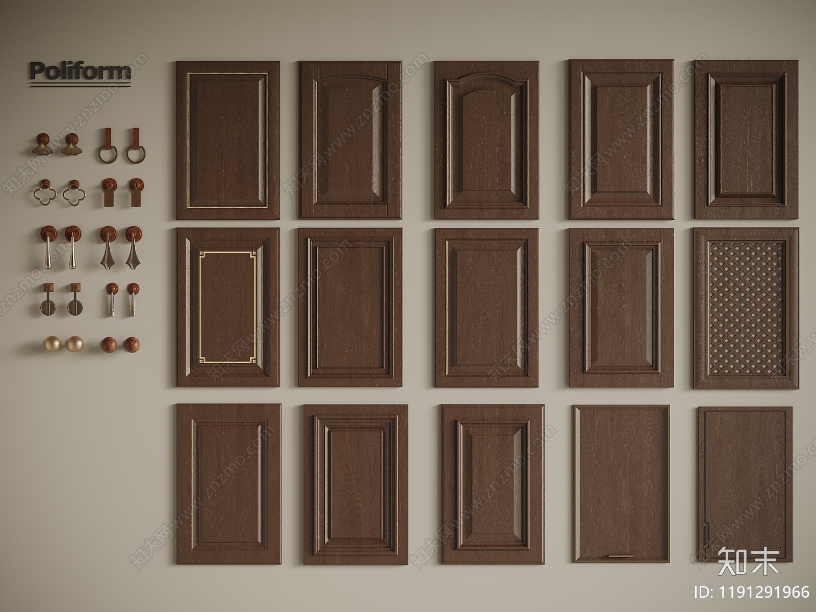 新中式柜门3D模型下载【ID:1191291966】