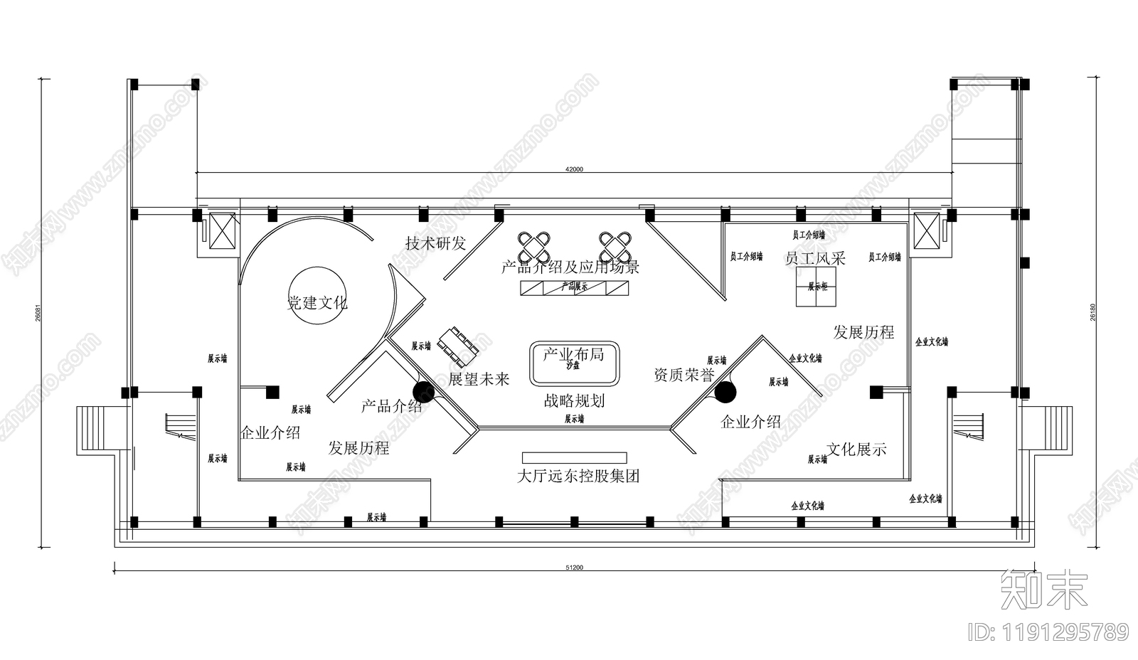 企业展厅cad施工图下载【ID:1191295789】