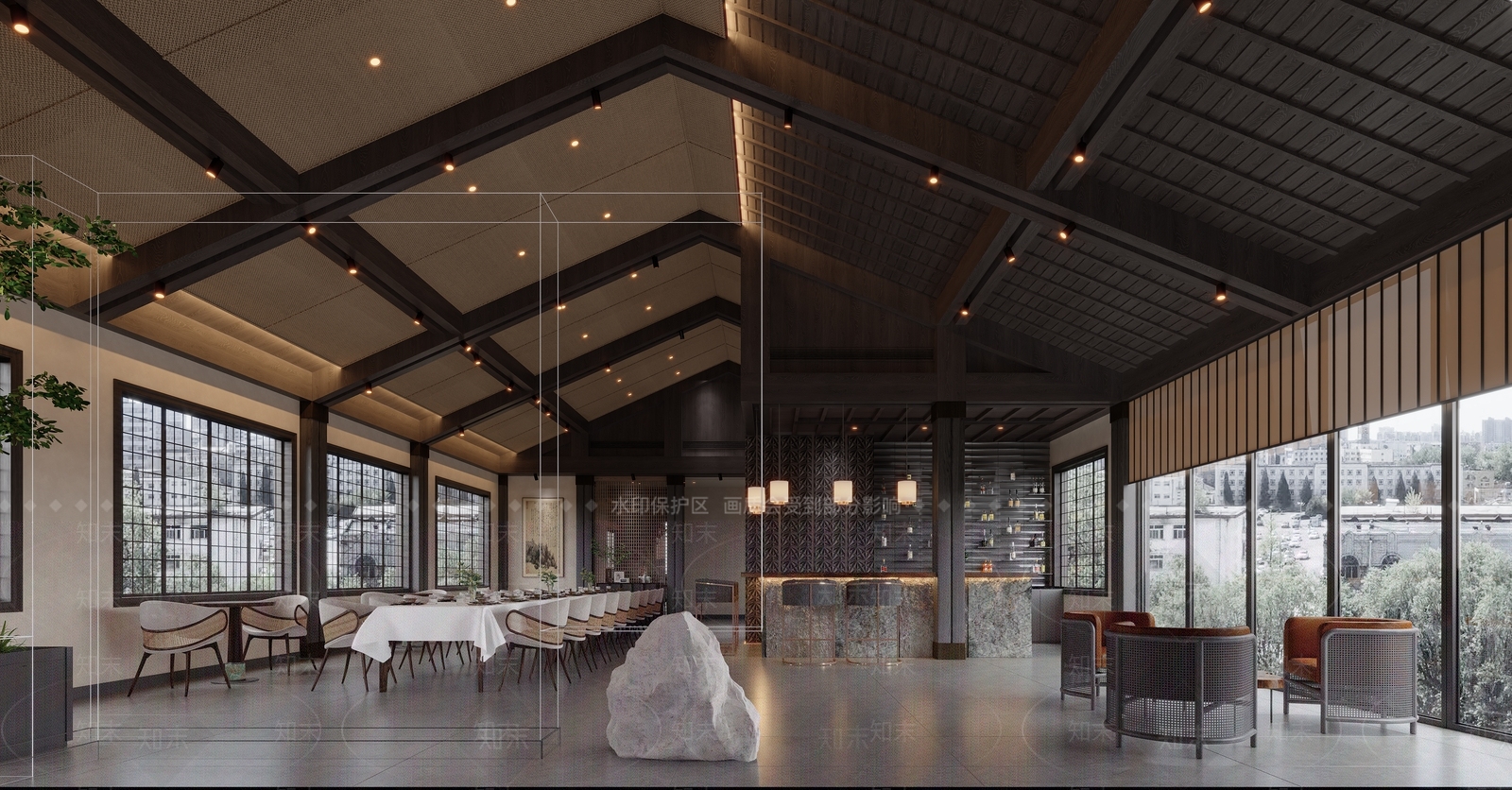 新中式中餐厅3D模型下载【ID:1191297381】