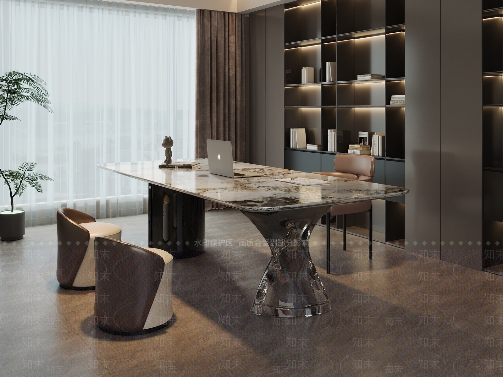 现代意式书房3D模型下载【ID:1191300927】