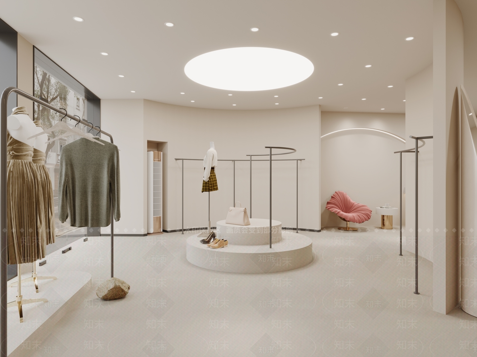 奶油现代服装店3D模型下载【ID:1191305546】