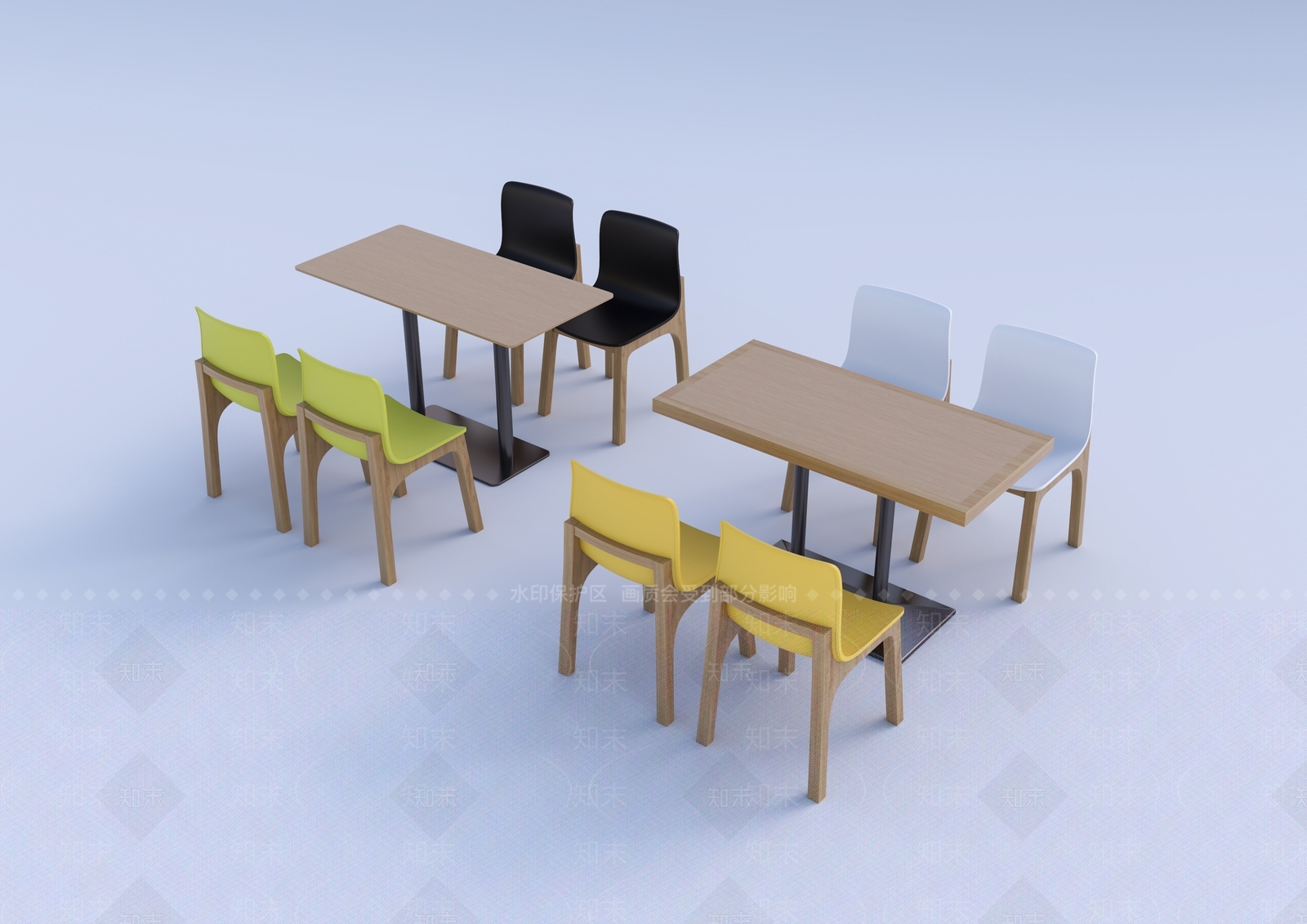 现代北欧餐桌椅3D模型下载【ID:1191308649】