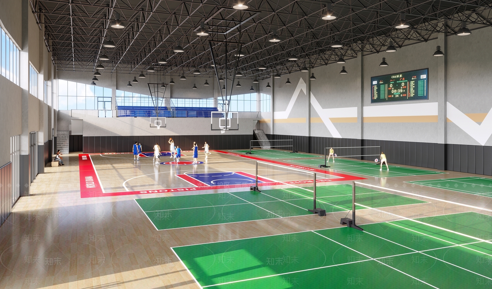 现代篮球场3D模型下载【ID:1191306013】