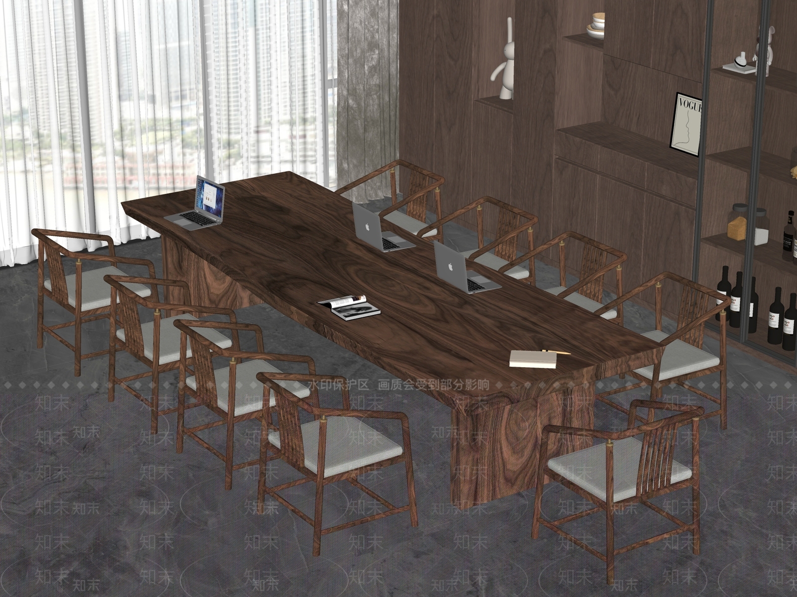 新中式中古会议室SU模型下载【ID:1191308076】