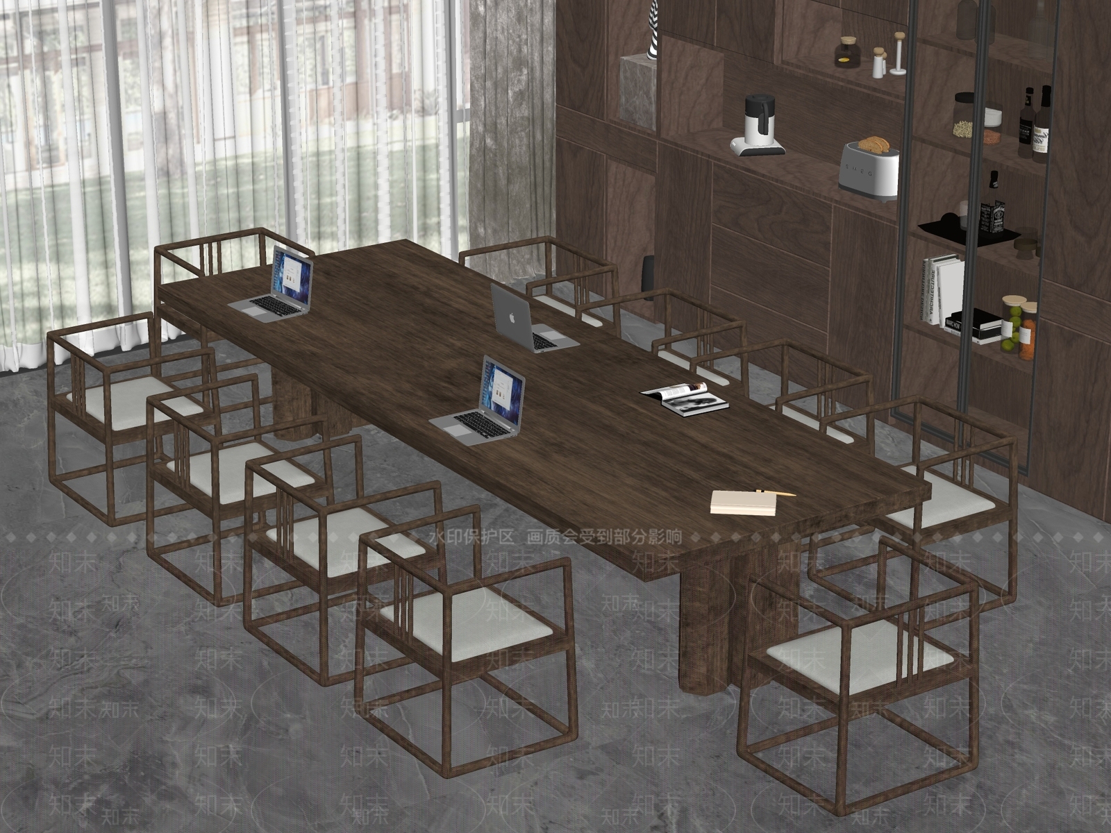 新中式中古会议室SU模型下载【ID:1191308233】