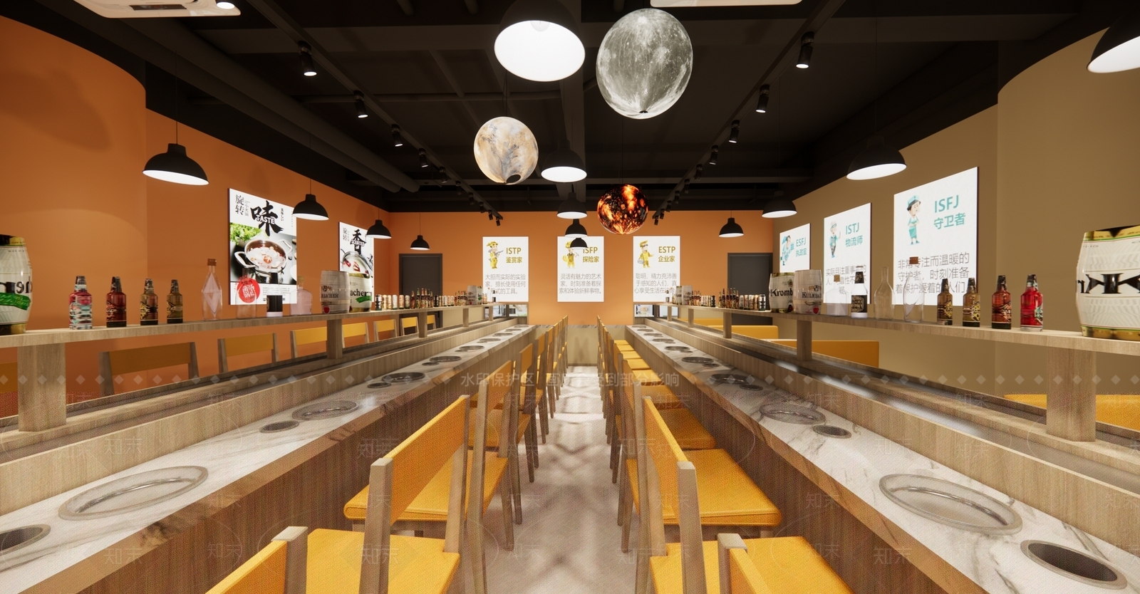 现代原木火锅店SU模型下载【ID:1191309997】