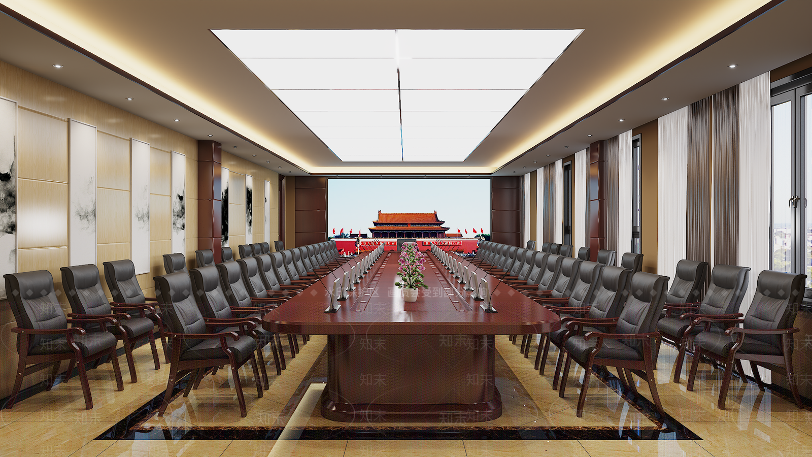 中式现代会议室3D模型下载【ID:1191312276】