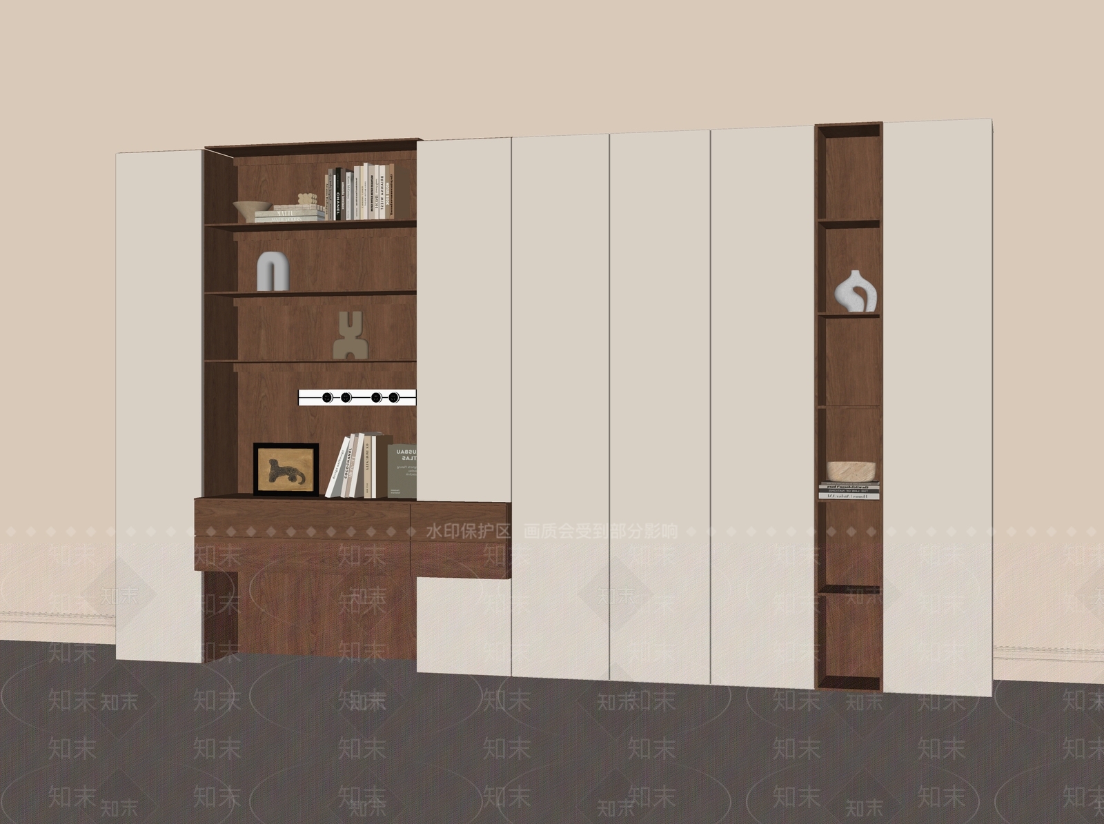 现代书柜SU模型下载【ID:1191312248】