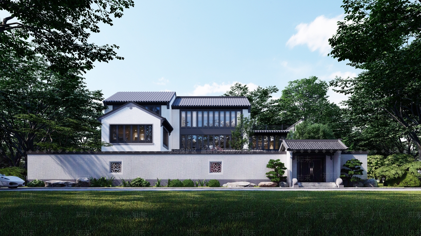 中式别墅SU模型下载【ID:1191313422】