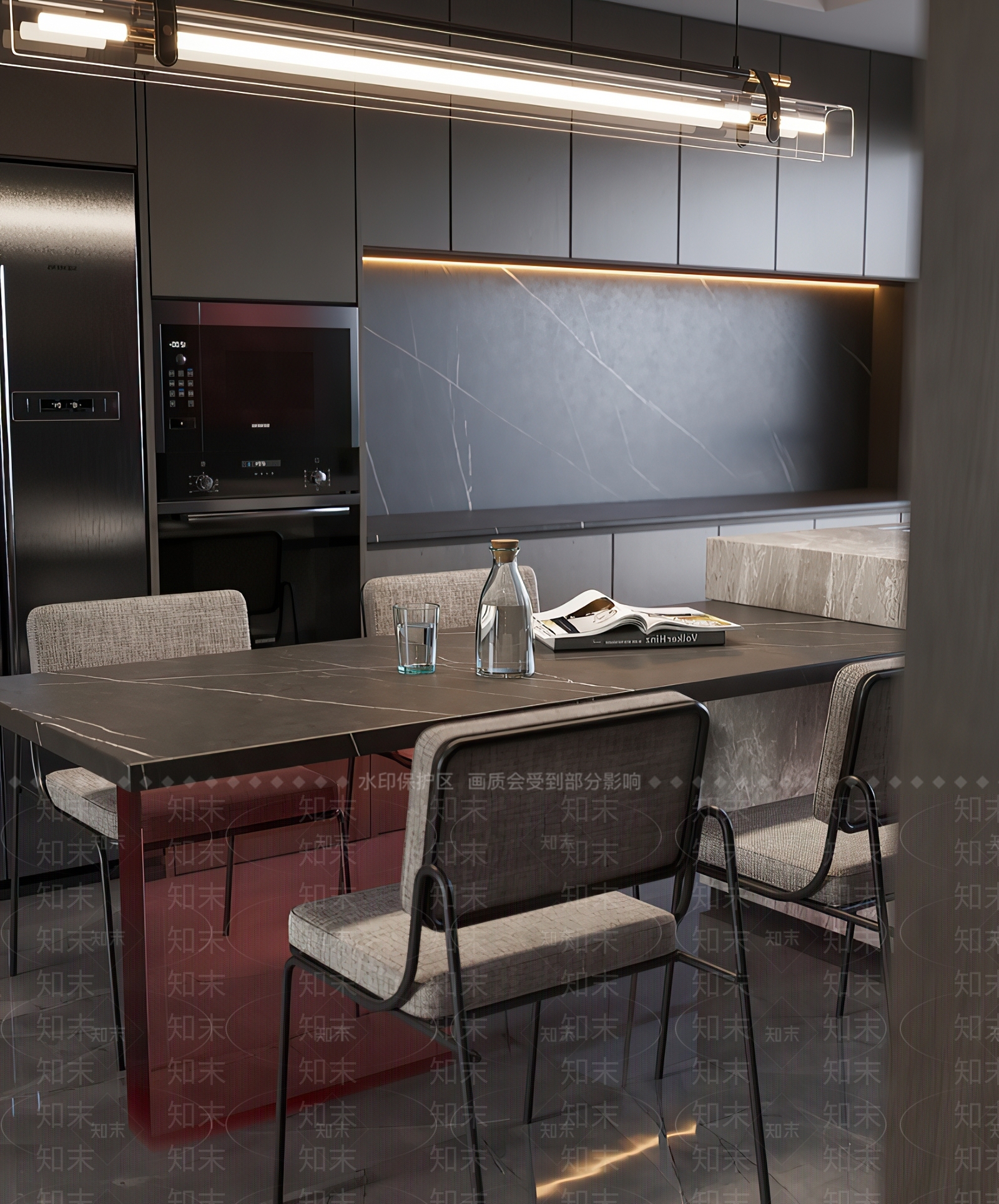 现代极简餐桌3D模型下载【ID:1191319544】
