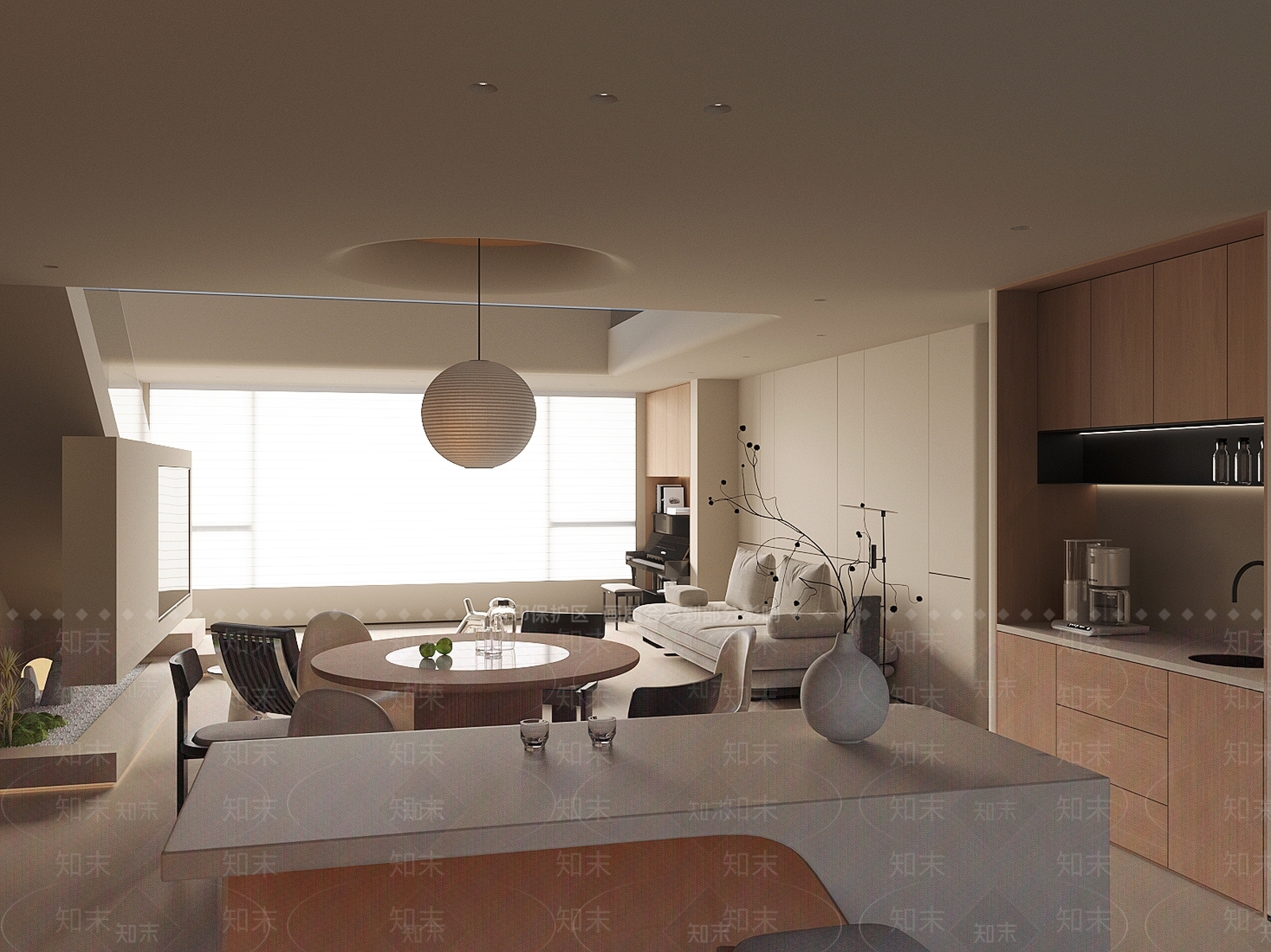 开放式吧台岛台餐厅3D模型下载【ID:1227469288】
