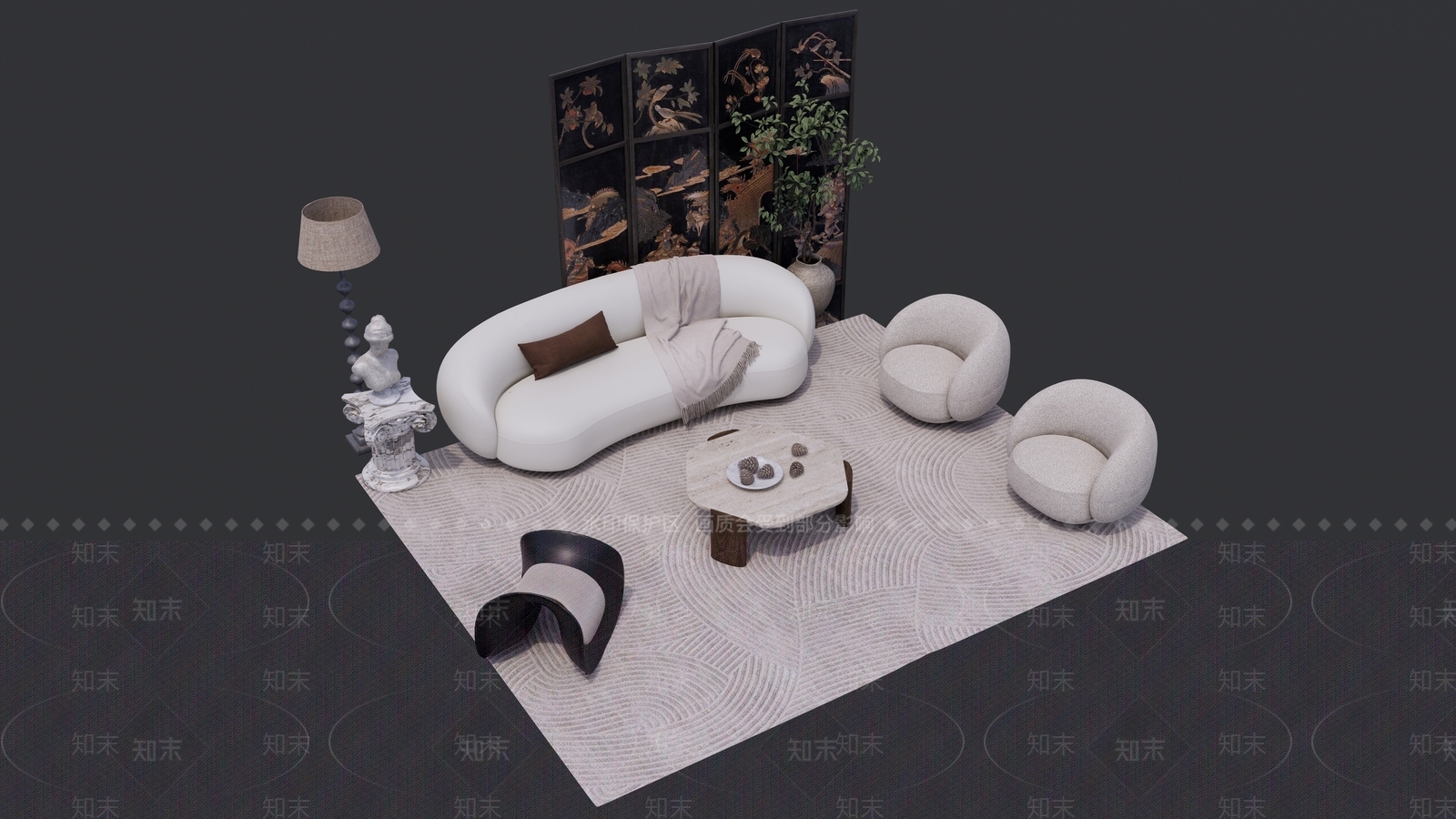 中古双人沙发SU模型下载【ID:1191321857】