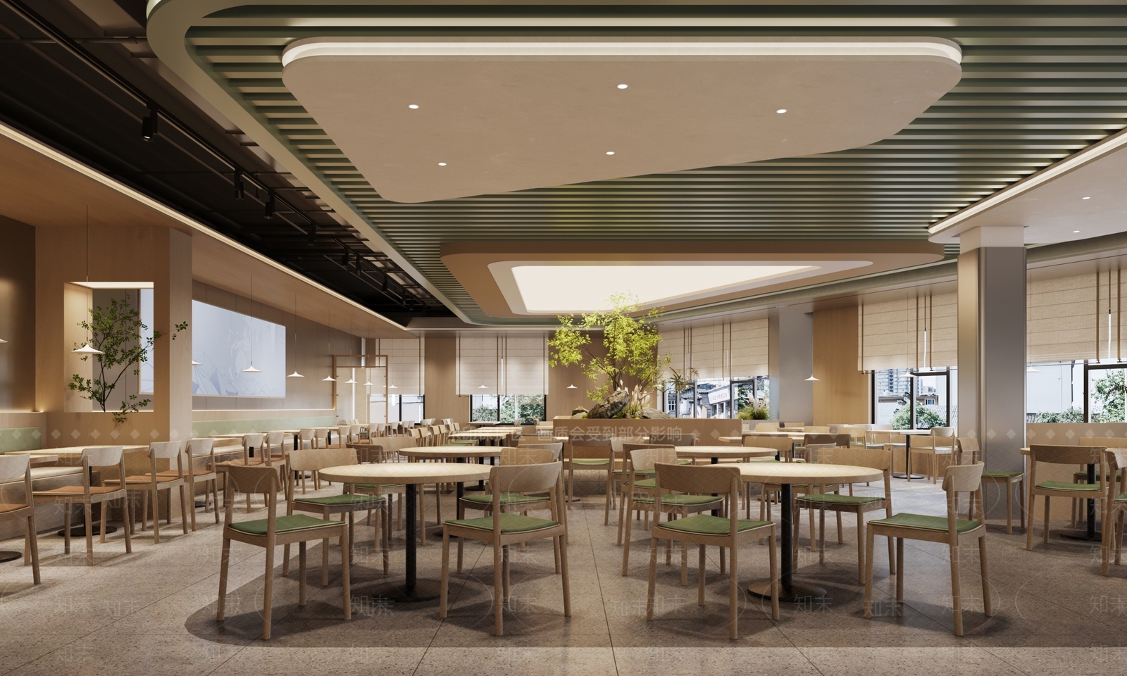 现代中式食堂SU模型下载【ID:1191328942】