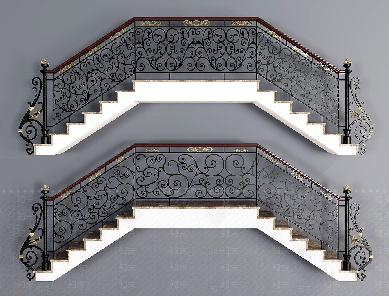 现代楼梯栏杆3D模型下载【ID:1191323918】