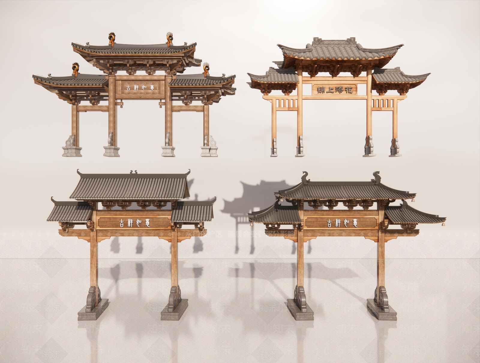 现代新中式牌坊牌楼SU模型下载【ID:1191326811】