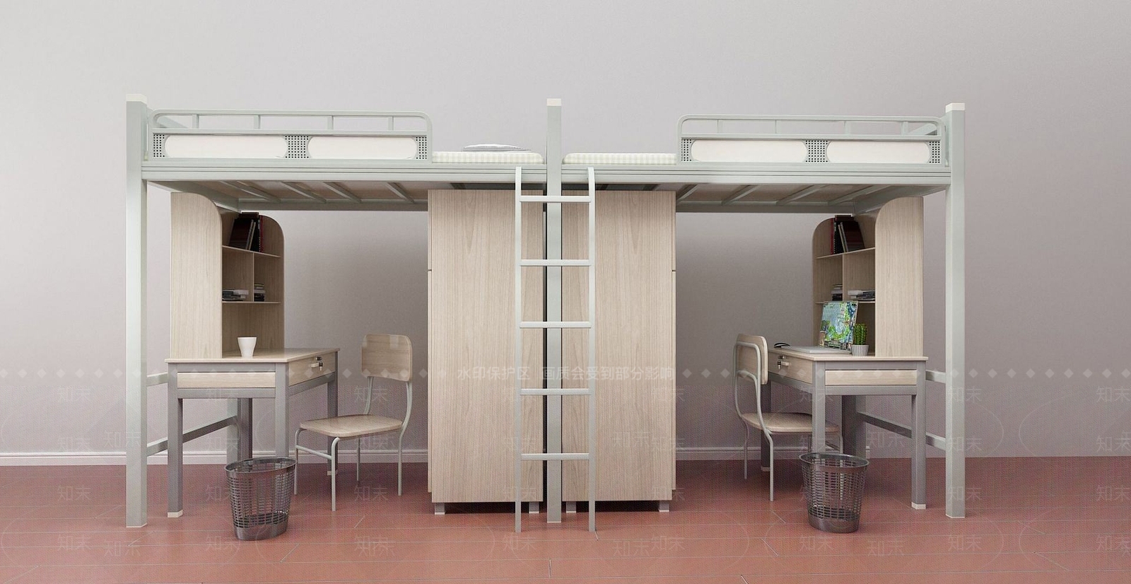 现代学校学生宿舍上下铺3D模型下载【ID:1191327007】