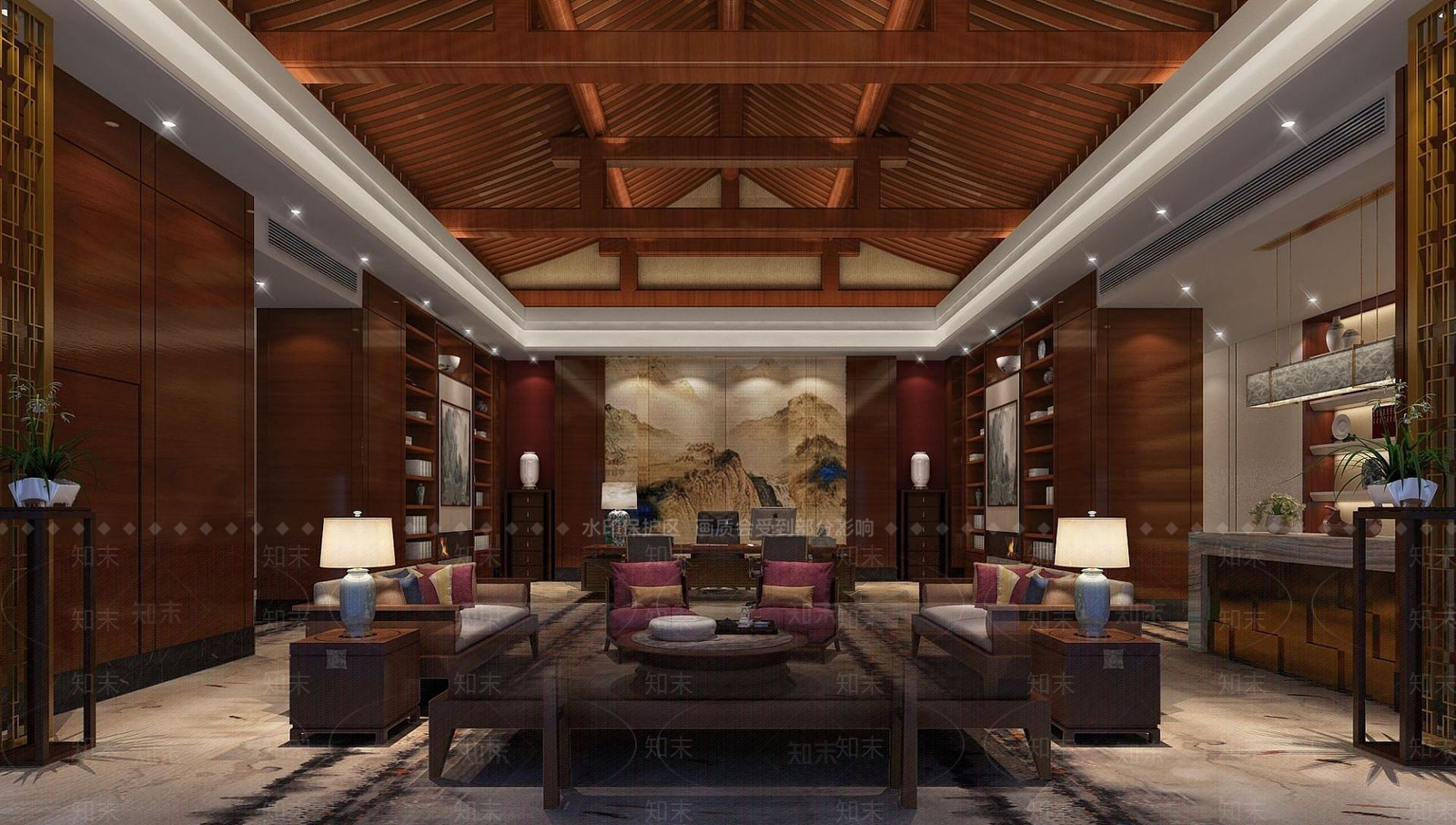 中式总裁办公室3D模型下载【ID:1191328842】