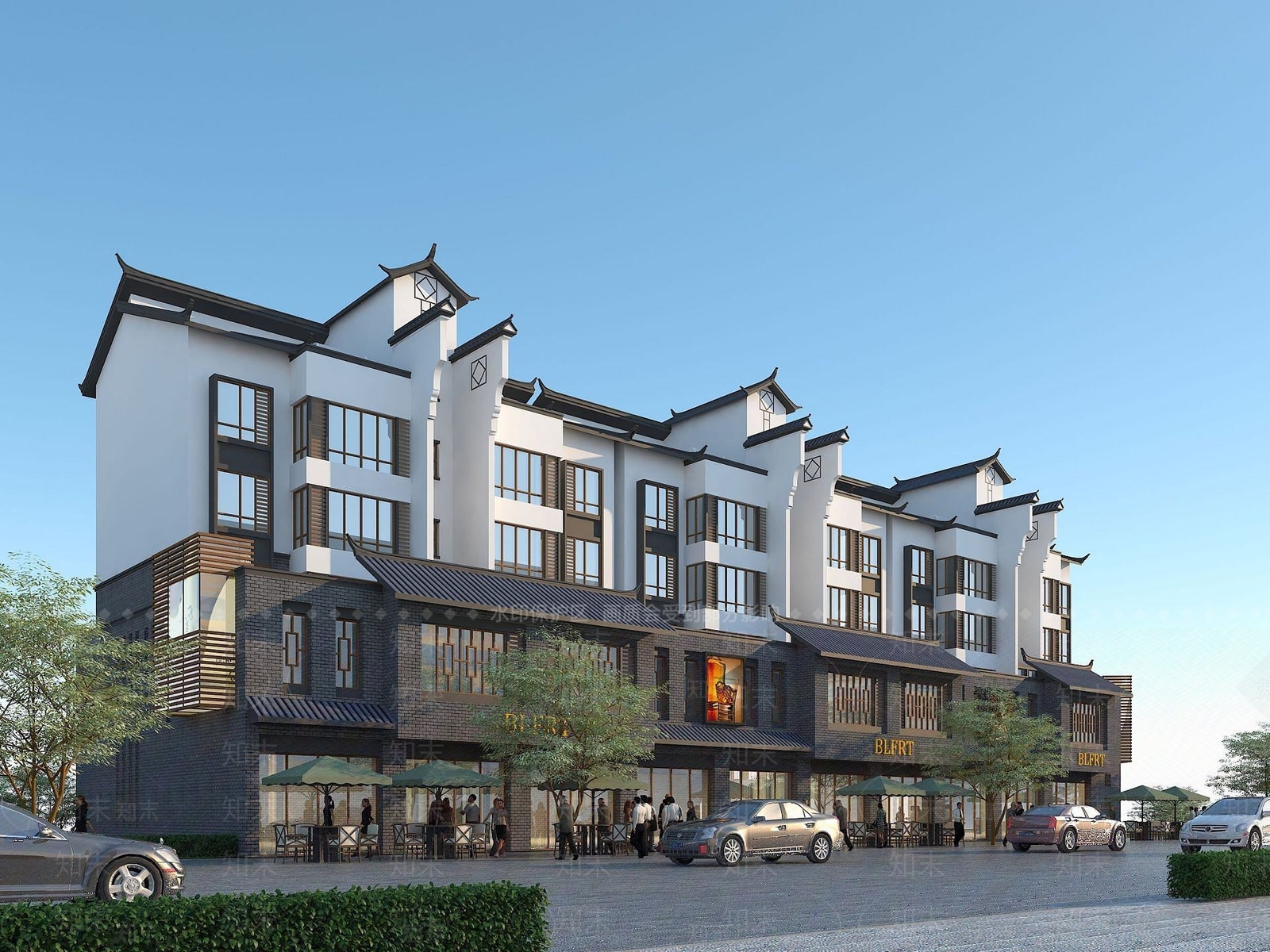 新中式商住楼3D模型下载【ID:1191330144】