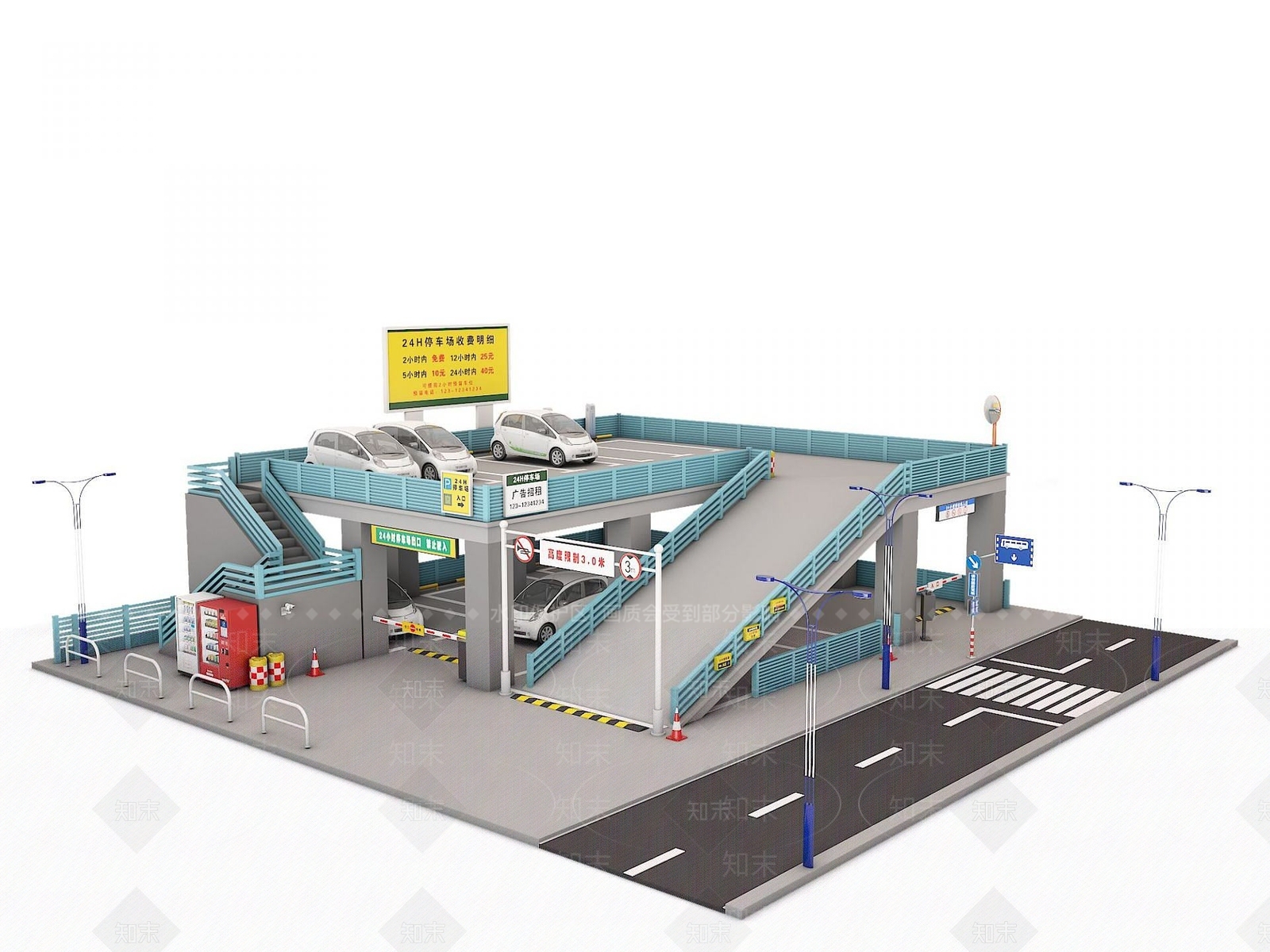 现代停车场3D模型下载【ID:1191330550】