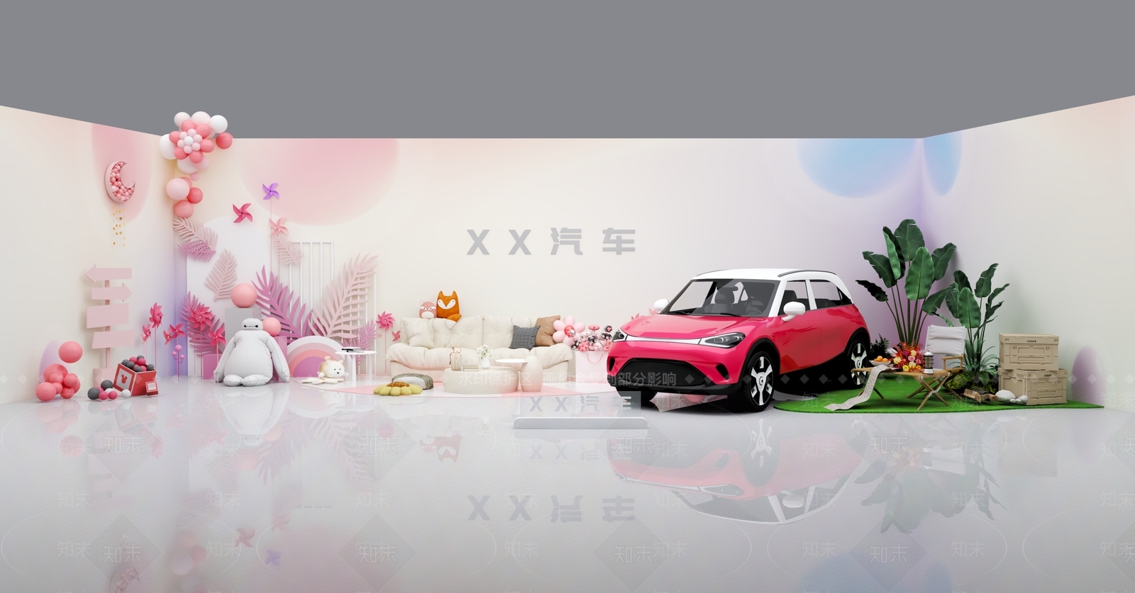 轻奢奶油直播间SU模型下载【ID:1191386221】